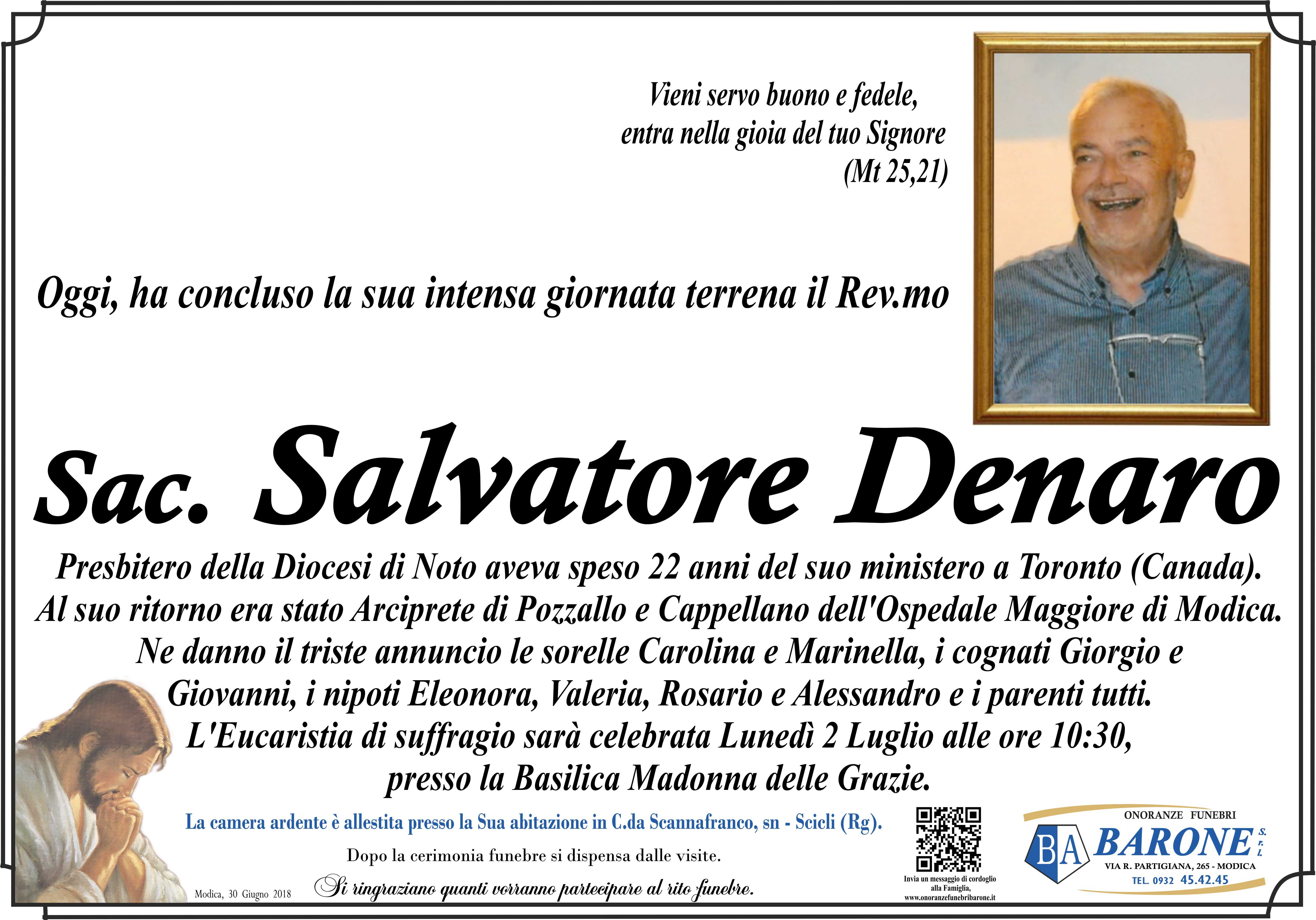 Necrologi: sacerdote Salvatore Denaro
