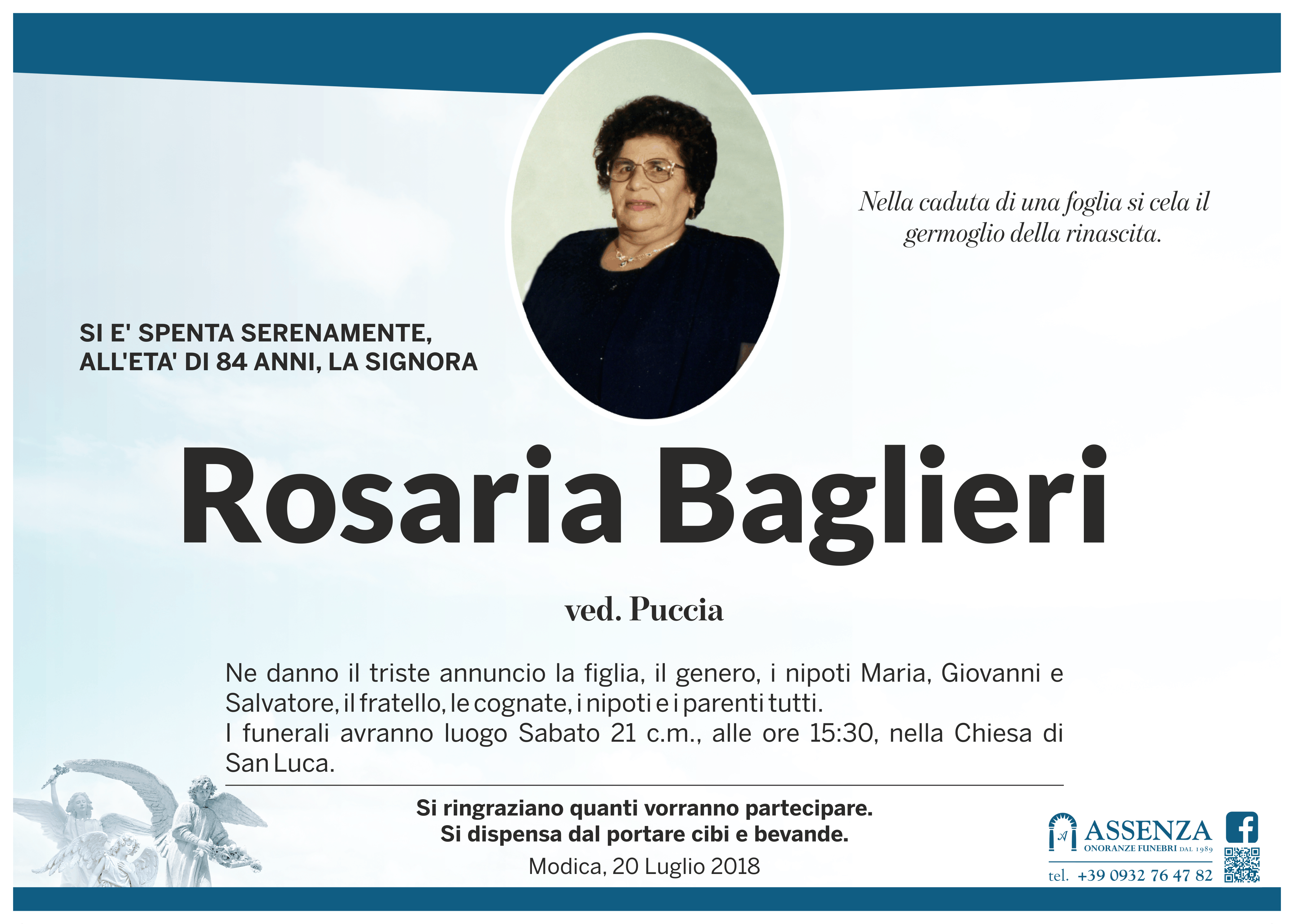 Necrologi: Rosaria Baglieri