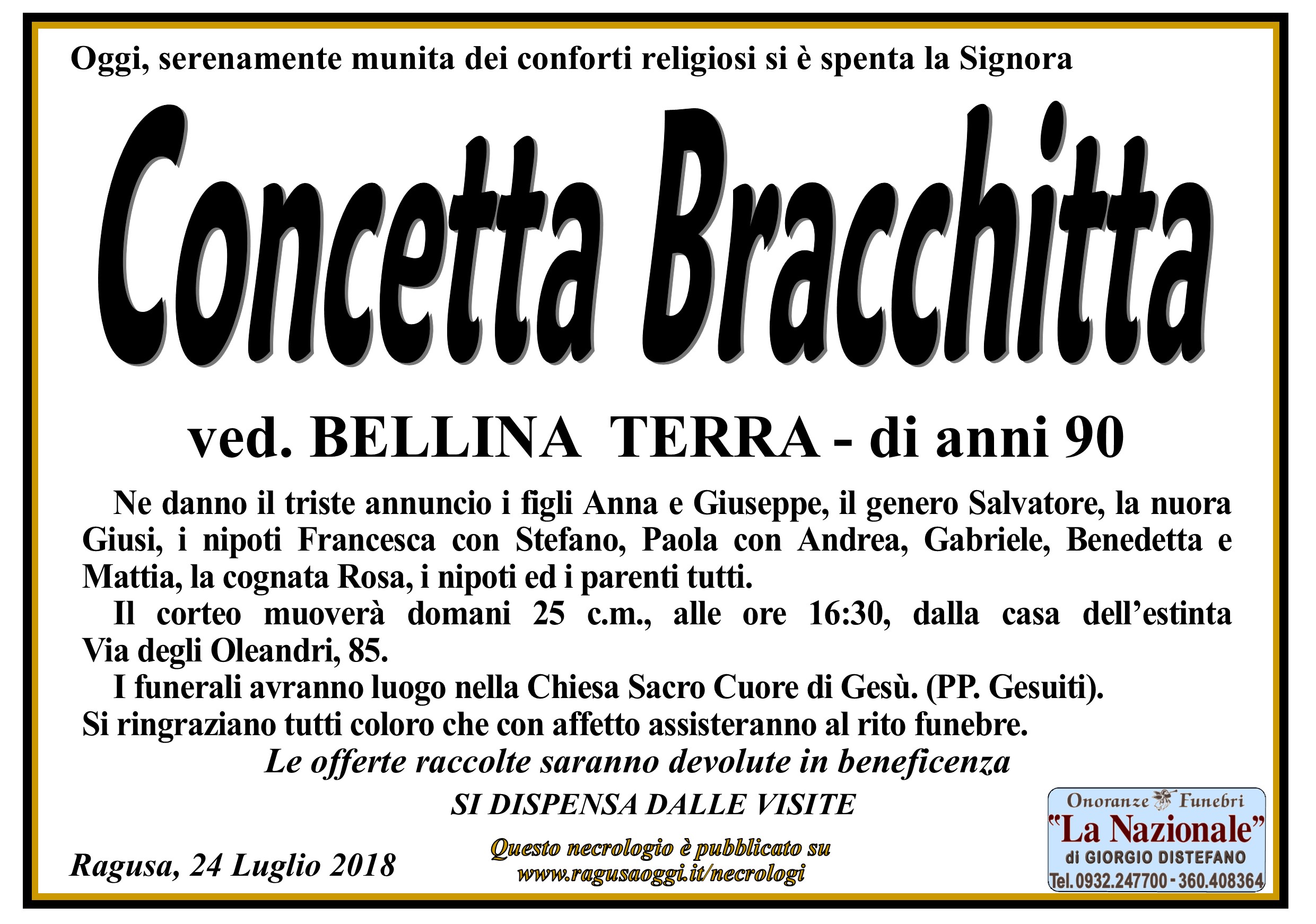 Necrologi Concetta Bracchitta
