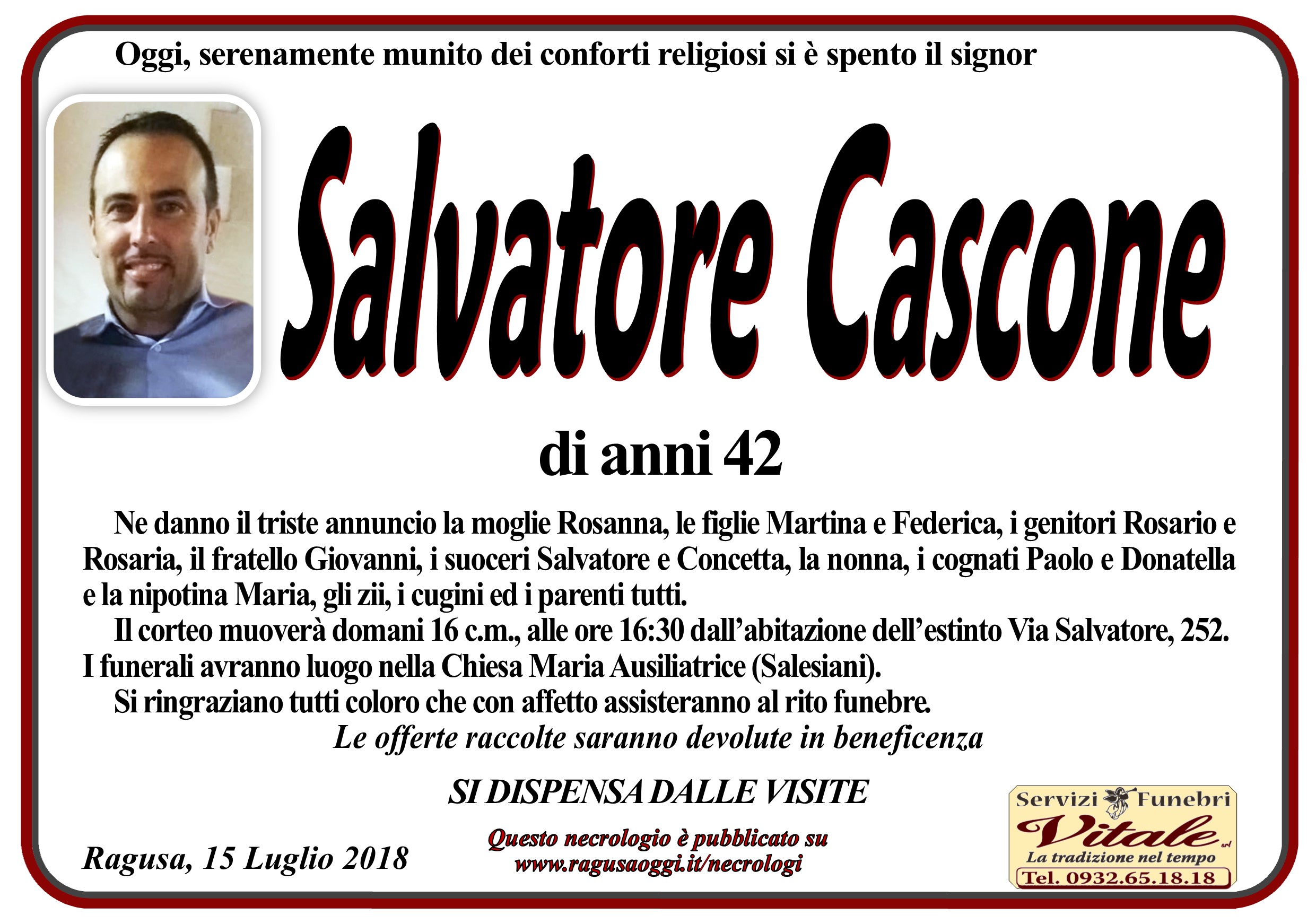 Necrologi: Salvatore  Cascone
