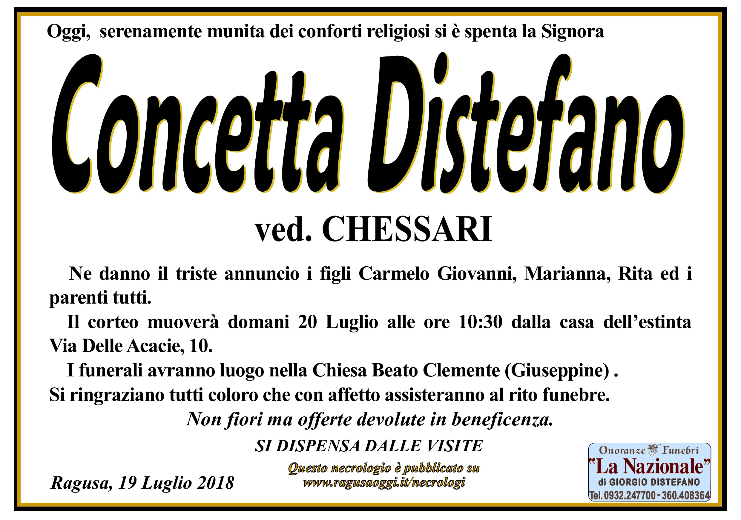 Necrologi: Concetta Distefano