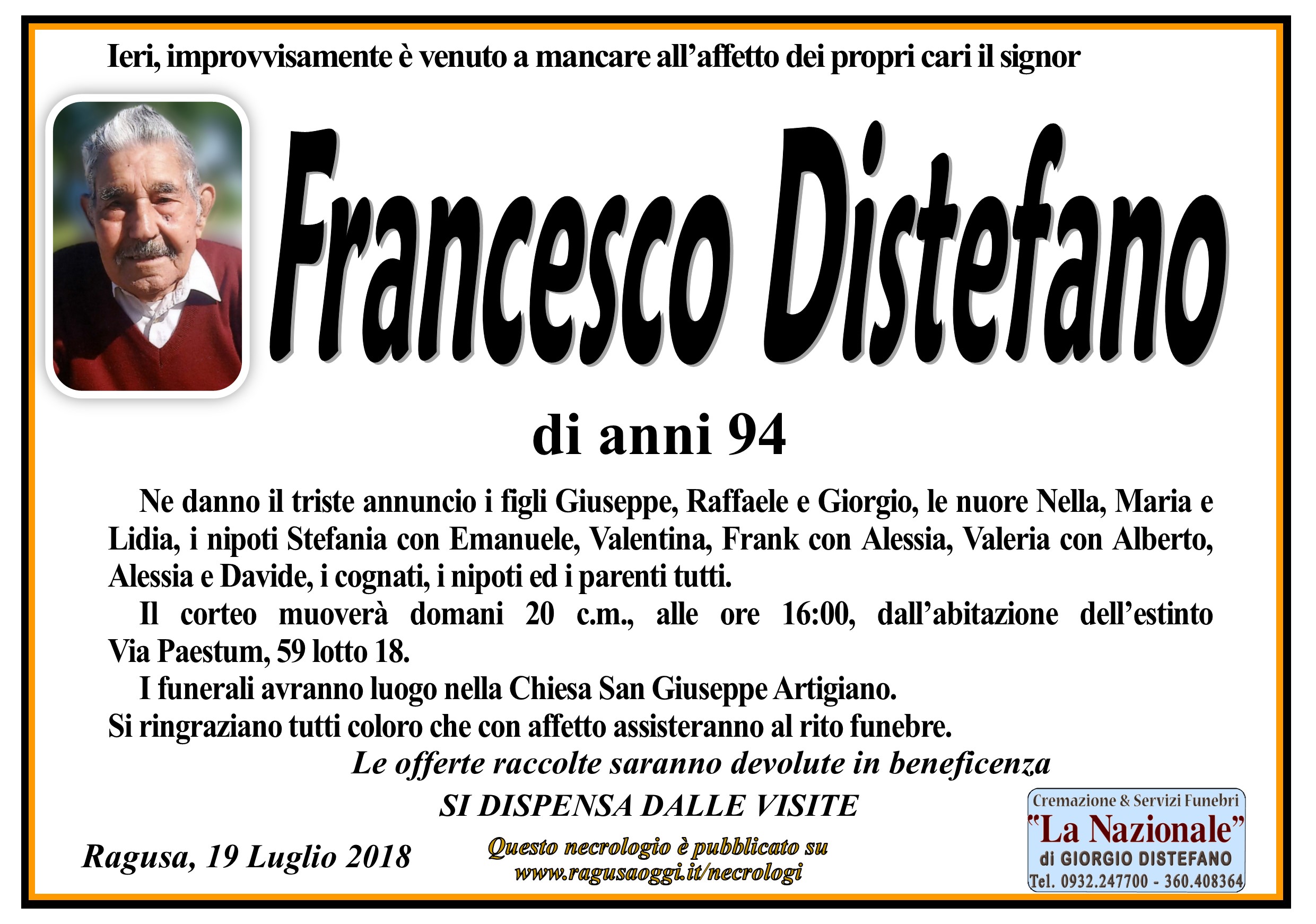 Necrologi: Francesco Distefano