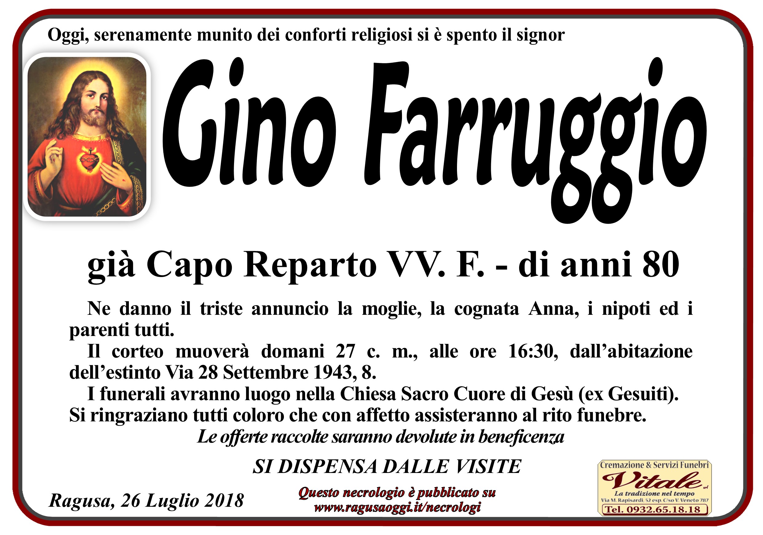 Necrologi: Gino Farruggio