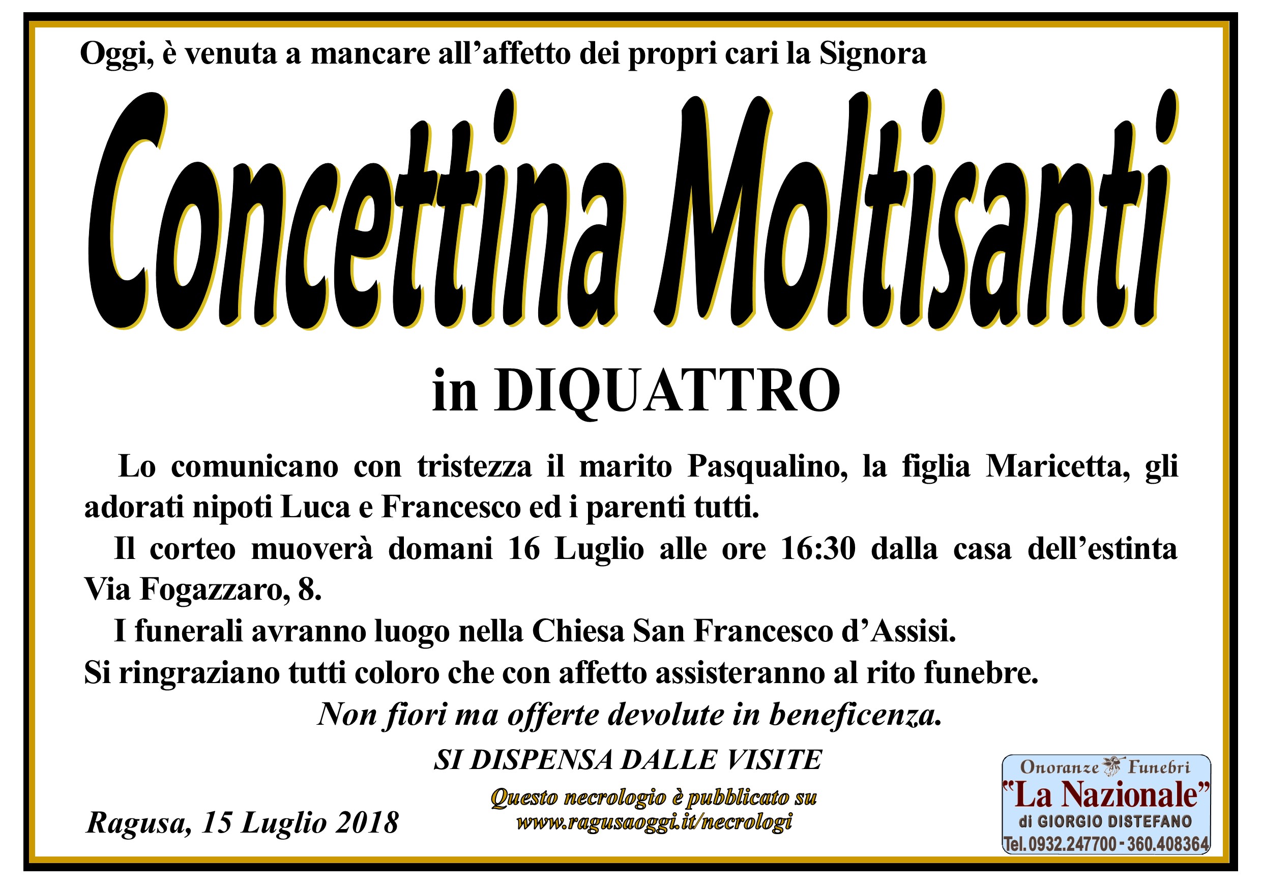 Necrologi: Concettina Moltisanti