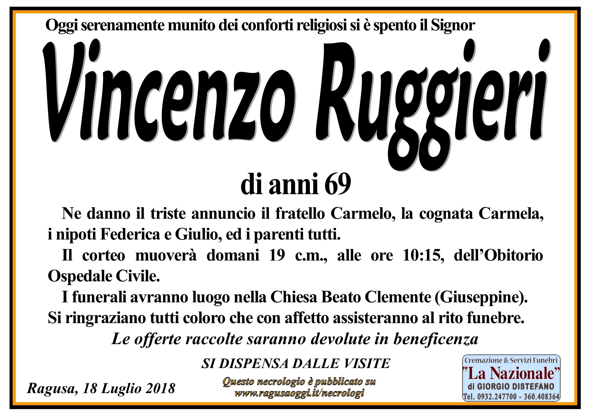 Necrologi: Vincenzo Ruggieri