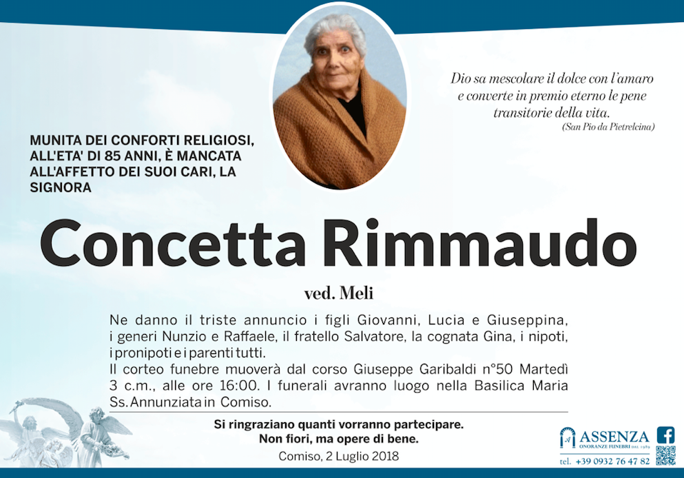 Necrologi: Concetta Rimmaudo