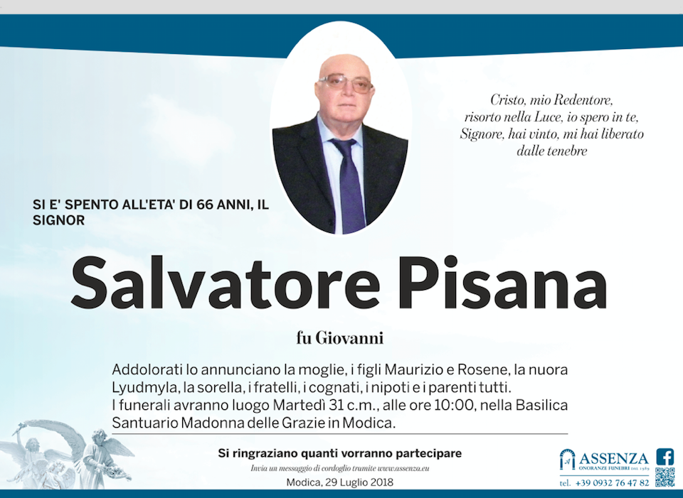 Necrologi: Pisana Salvatore