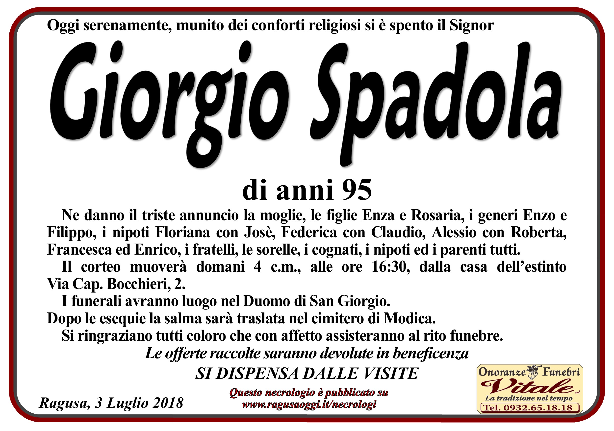 Necrologi: Giorgio Spadola