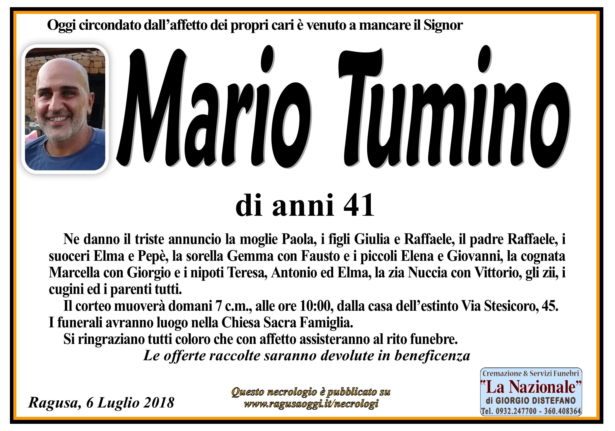 Necrologi: Mario Tumino