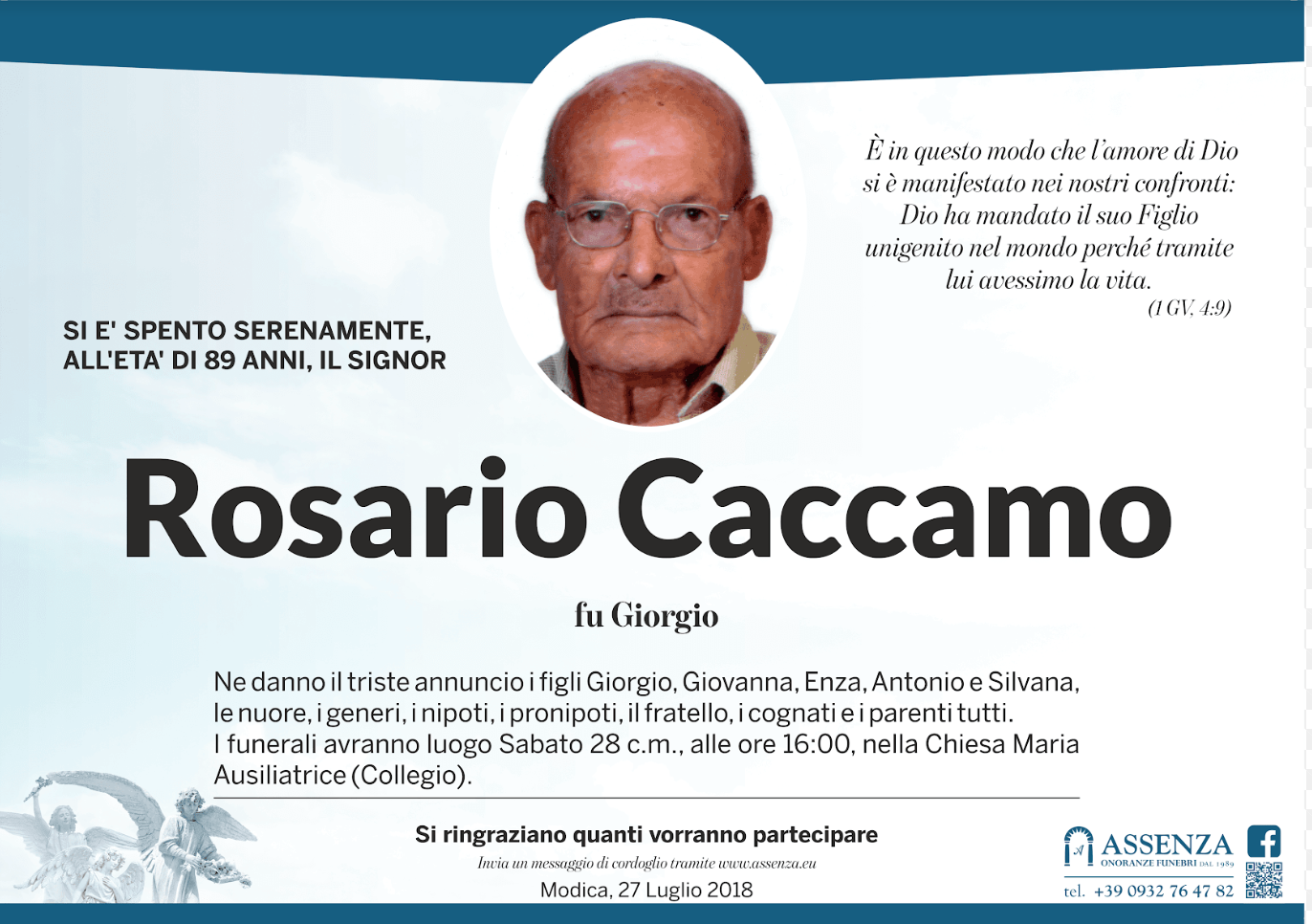Necrologi: Rosario Caccamo