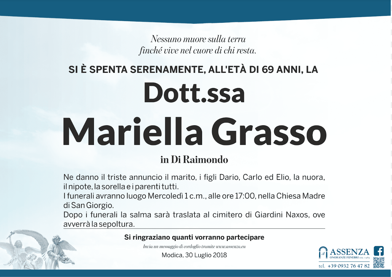 Necrologi: Mariella Grasso