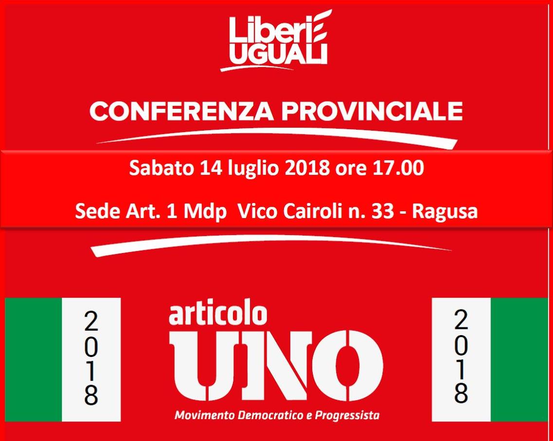 Articolo Uno si riorganizza. Questo sabato a Ragusa