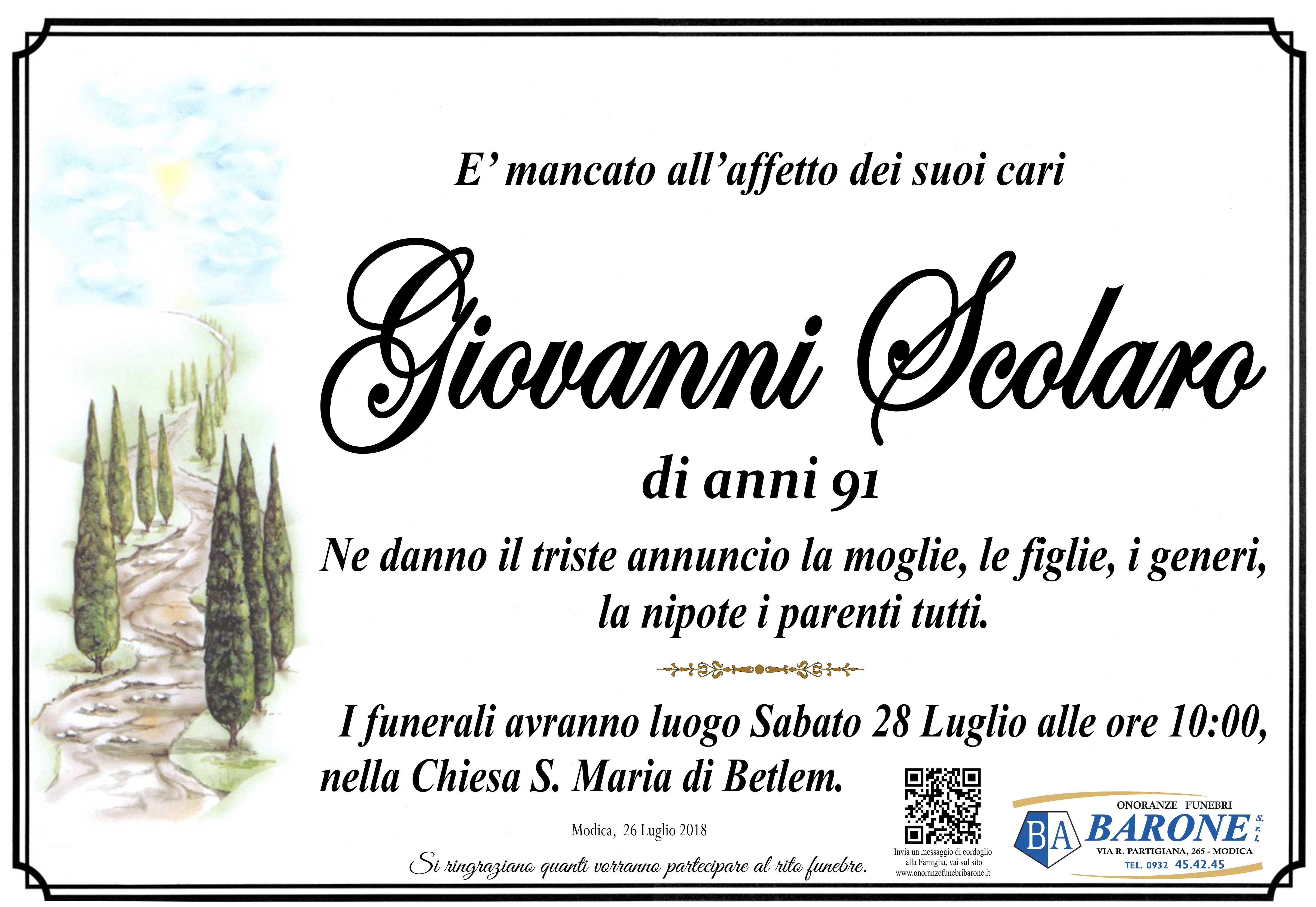 Necrologi: Giovanni Scolaro