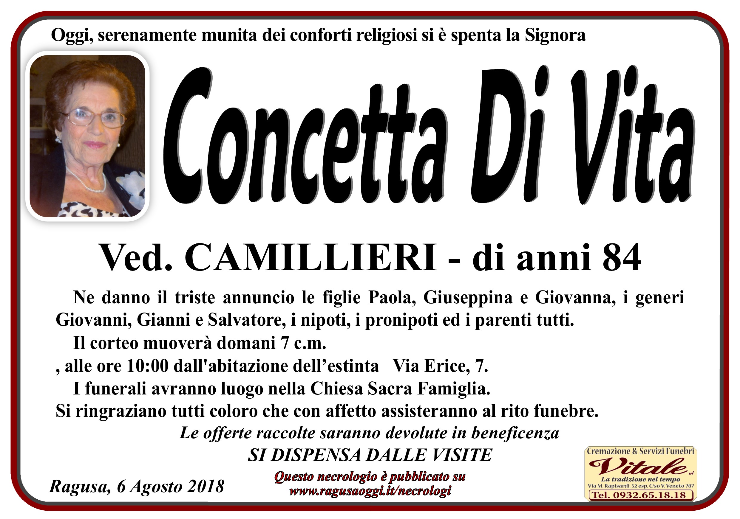 Necrologi: Concetta Di Vita