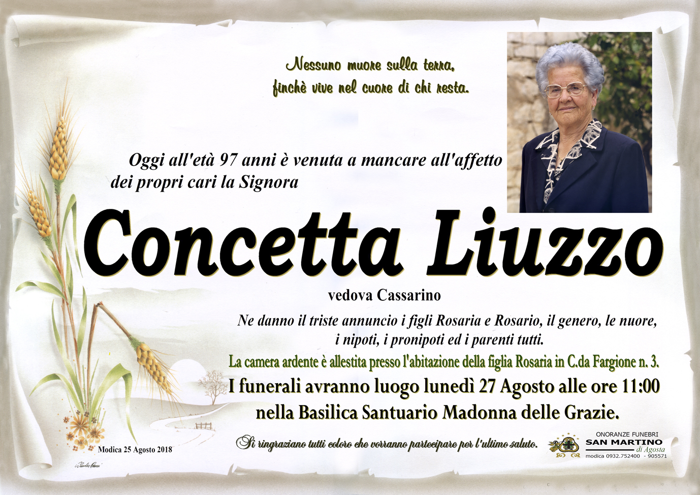 Necrologi: Concetta Liuzzo
