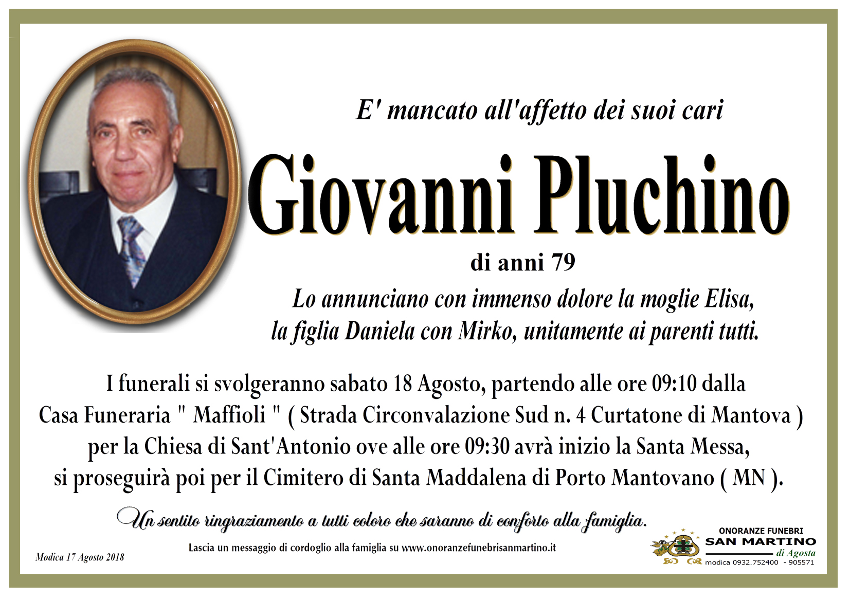 Necrologi: Giovanni Pluchino