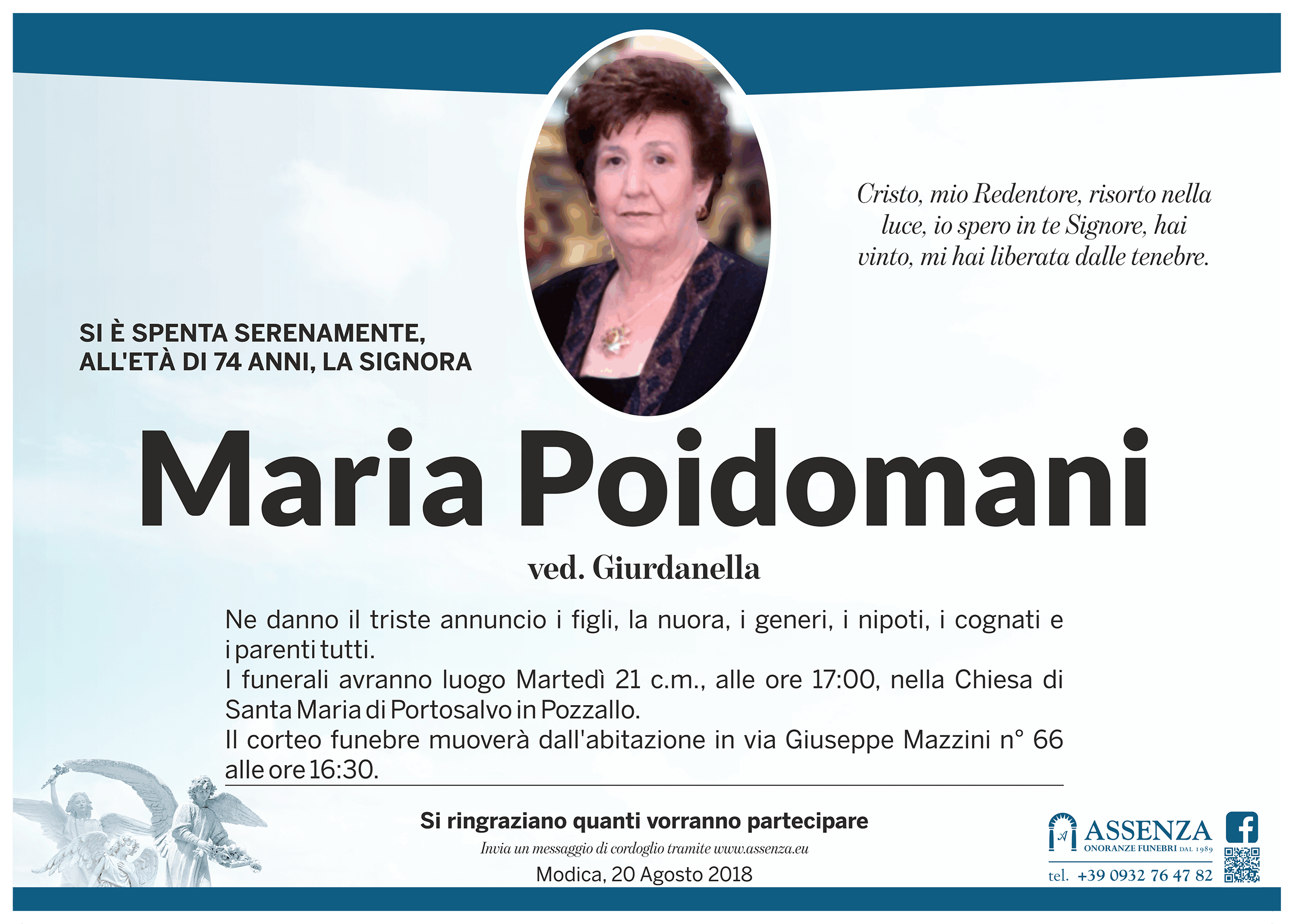 Necrologi: Maria Poidomani
