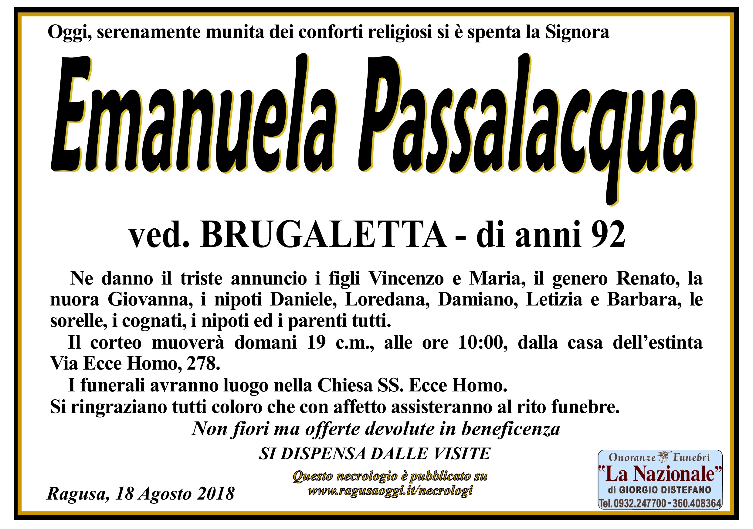 Necrologi: Emanuela Passalacqua