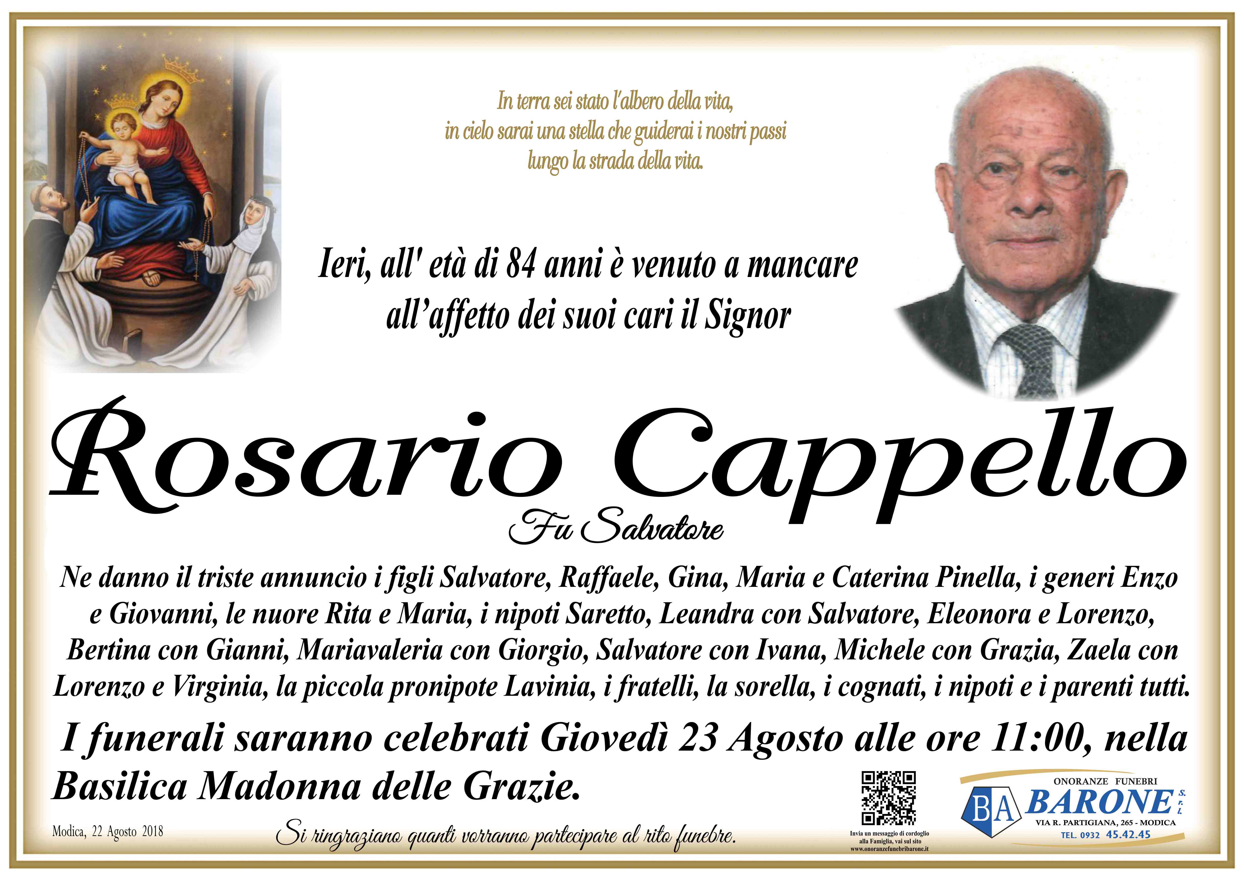 Necrologi: Rosario Cappello