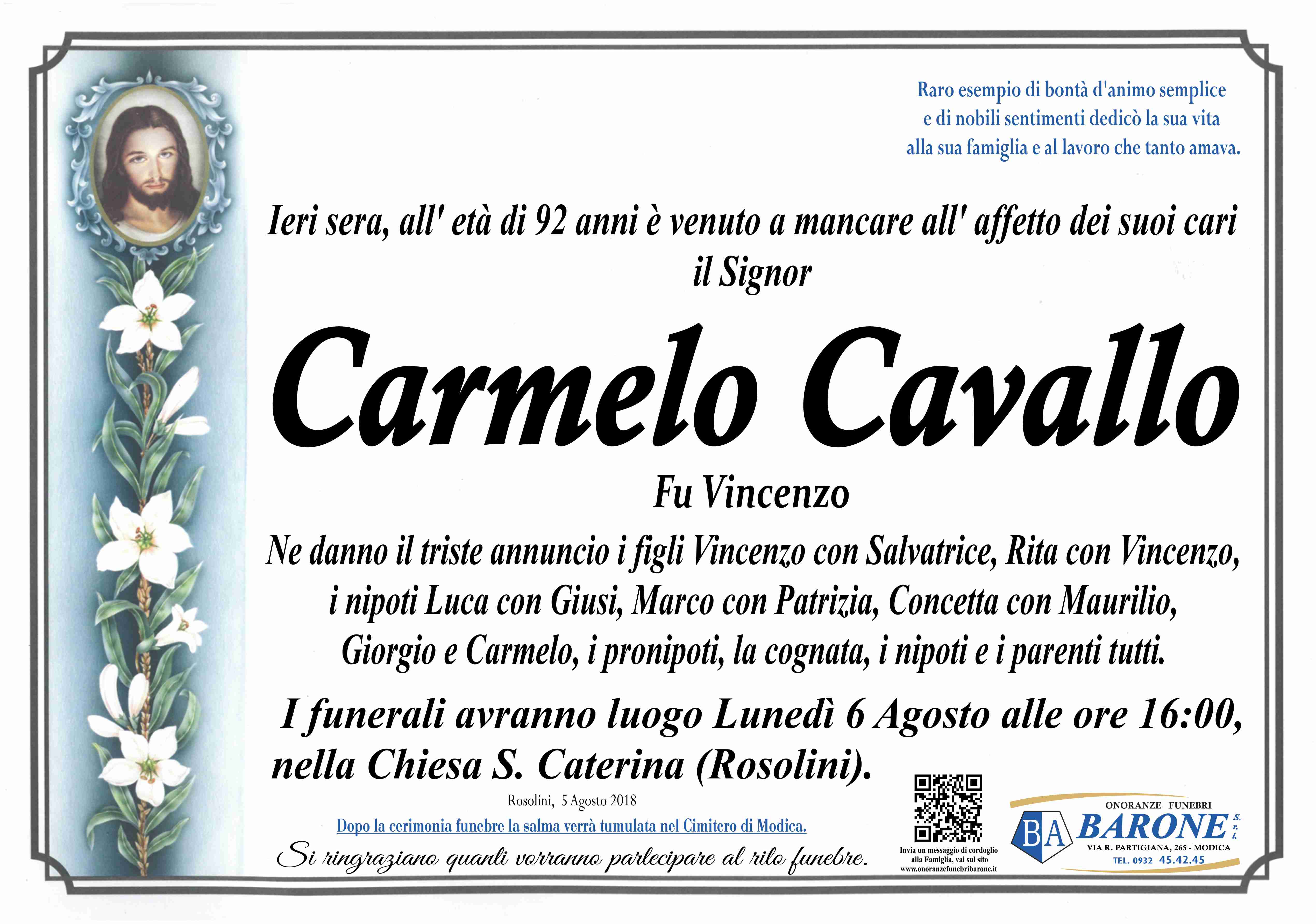 modica – Necrologi: Carmelo Cavallo