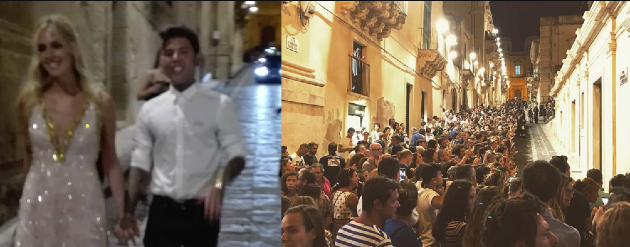 A Noto il party inizia per i Ferragnez e gli invitati. In migliaia gridano per ospiti vip mentre via Nicolaci diventa una passerella. FOTO E VIDEO