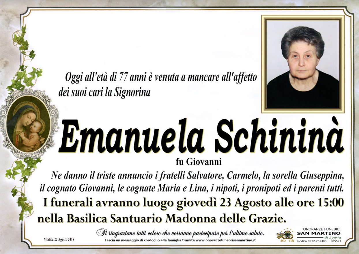 Necrologi: Emanuela Schininà