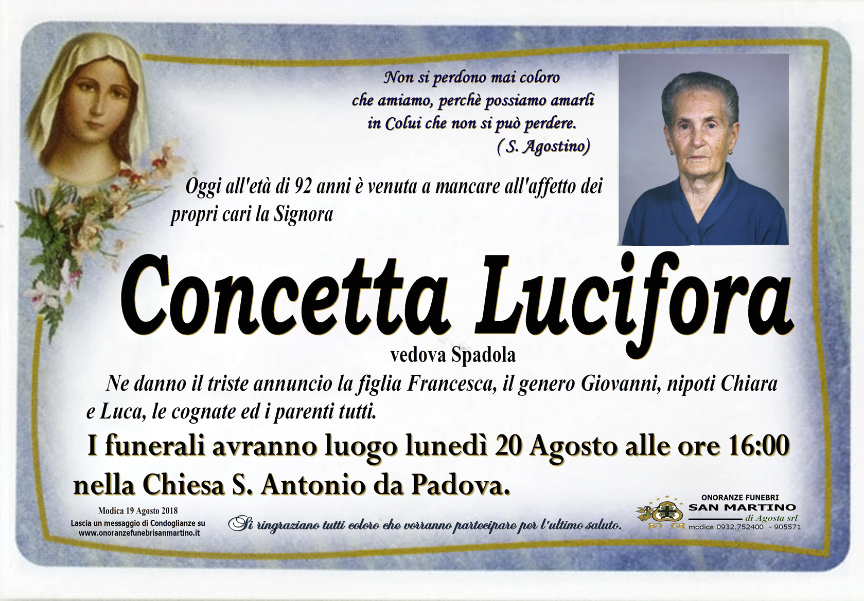 Necrologi: Concetta Lucifora
