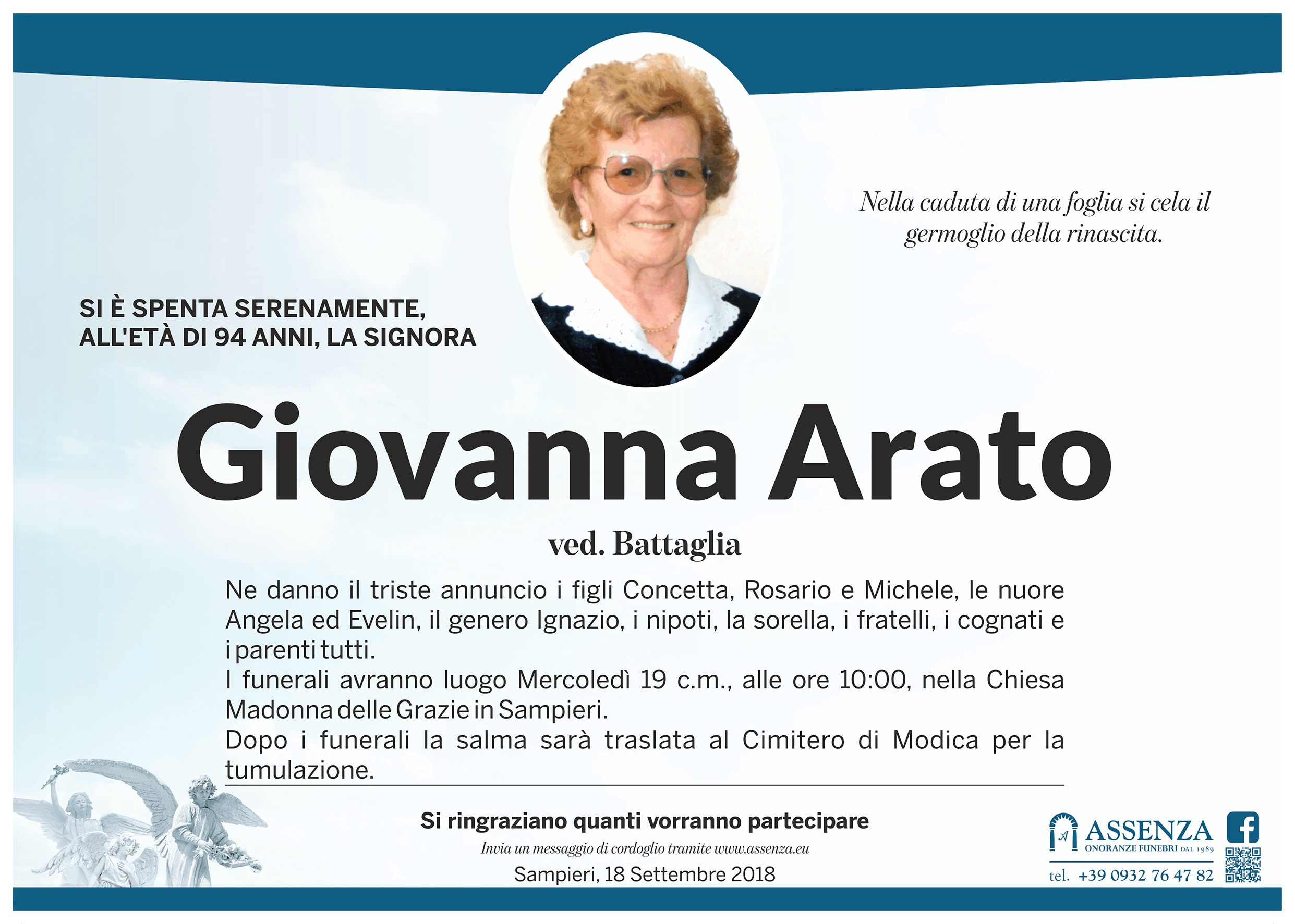 Necrologi: Arato Giovanna