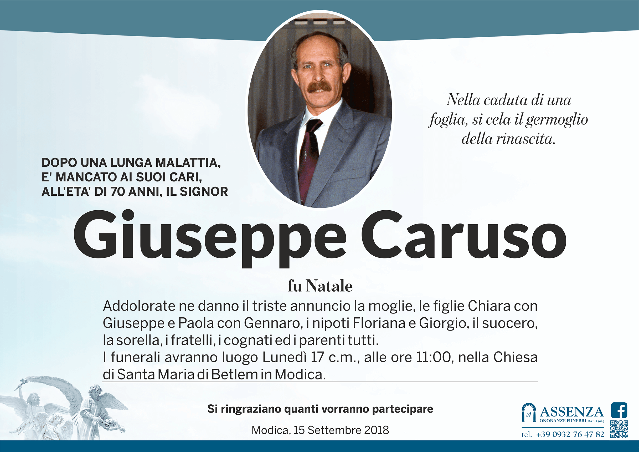 Necrologi: Giuseppe Caruso