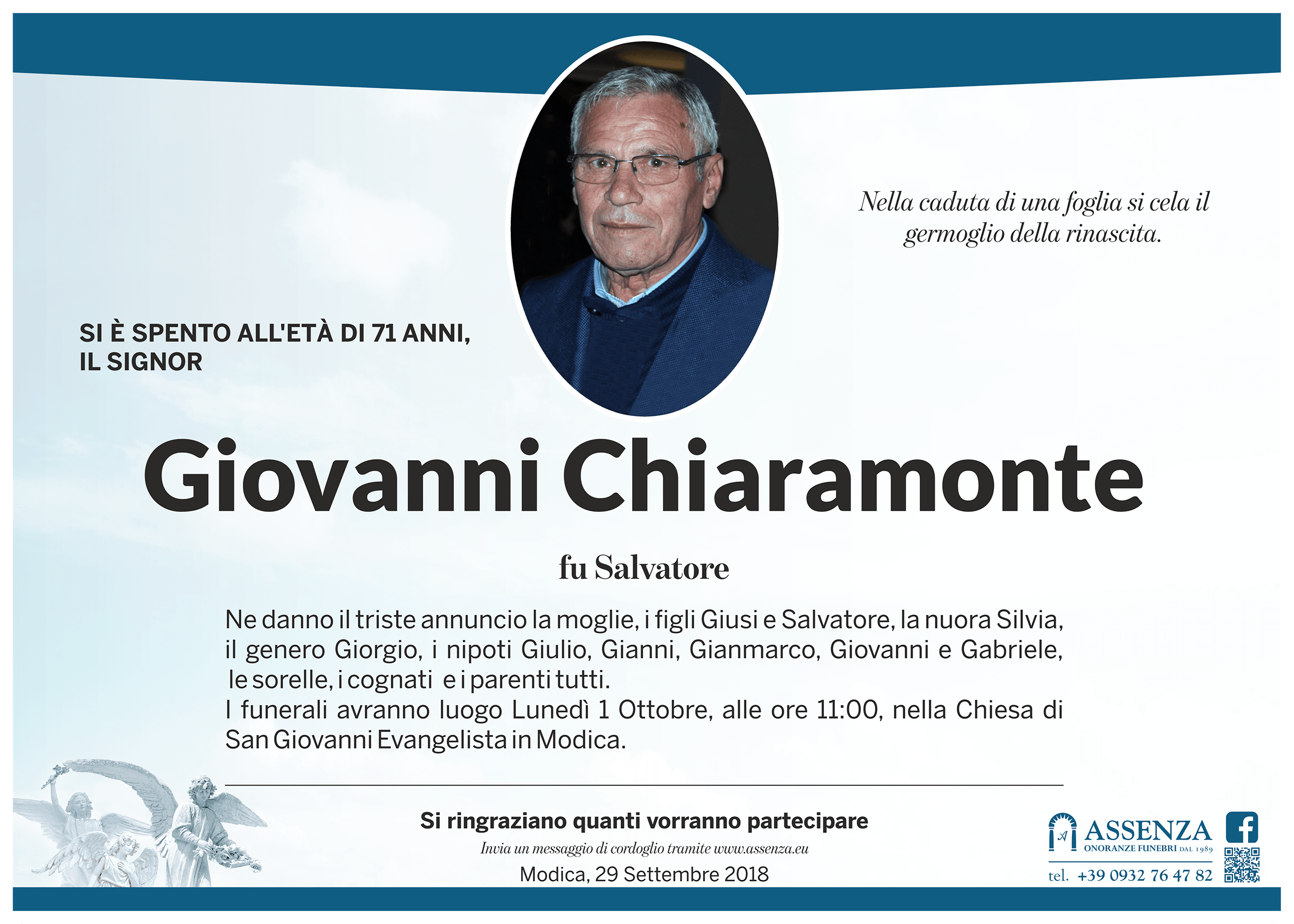 Necrologi: Giovanni Chiaramonte