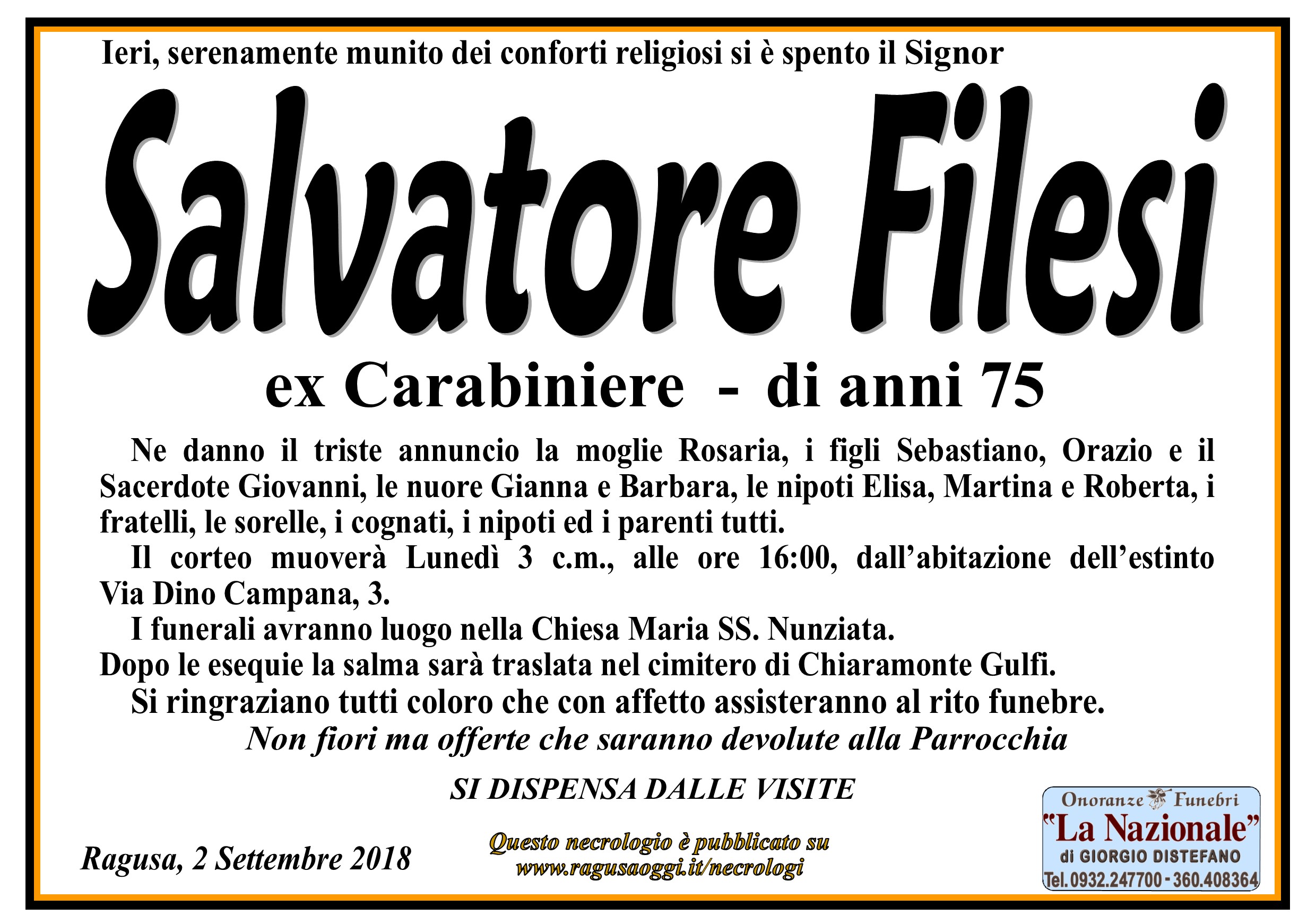 Necrologi: Salvatore Filesi