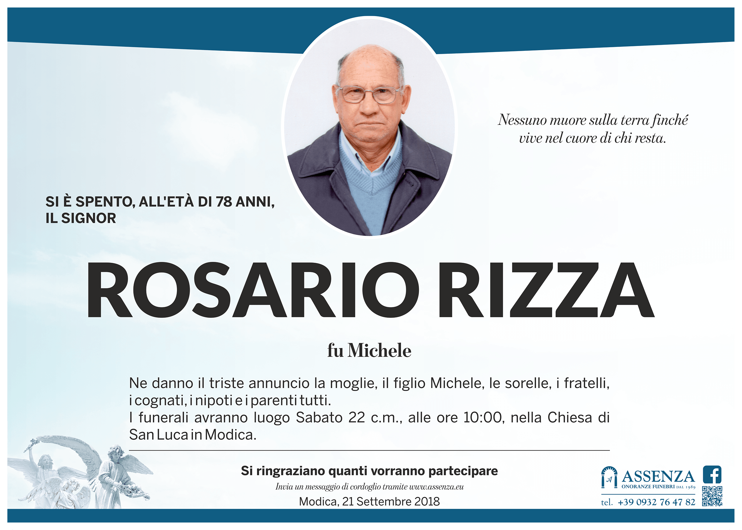 Necrologi: Rosario Rizza