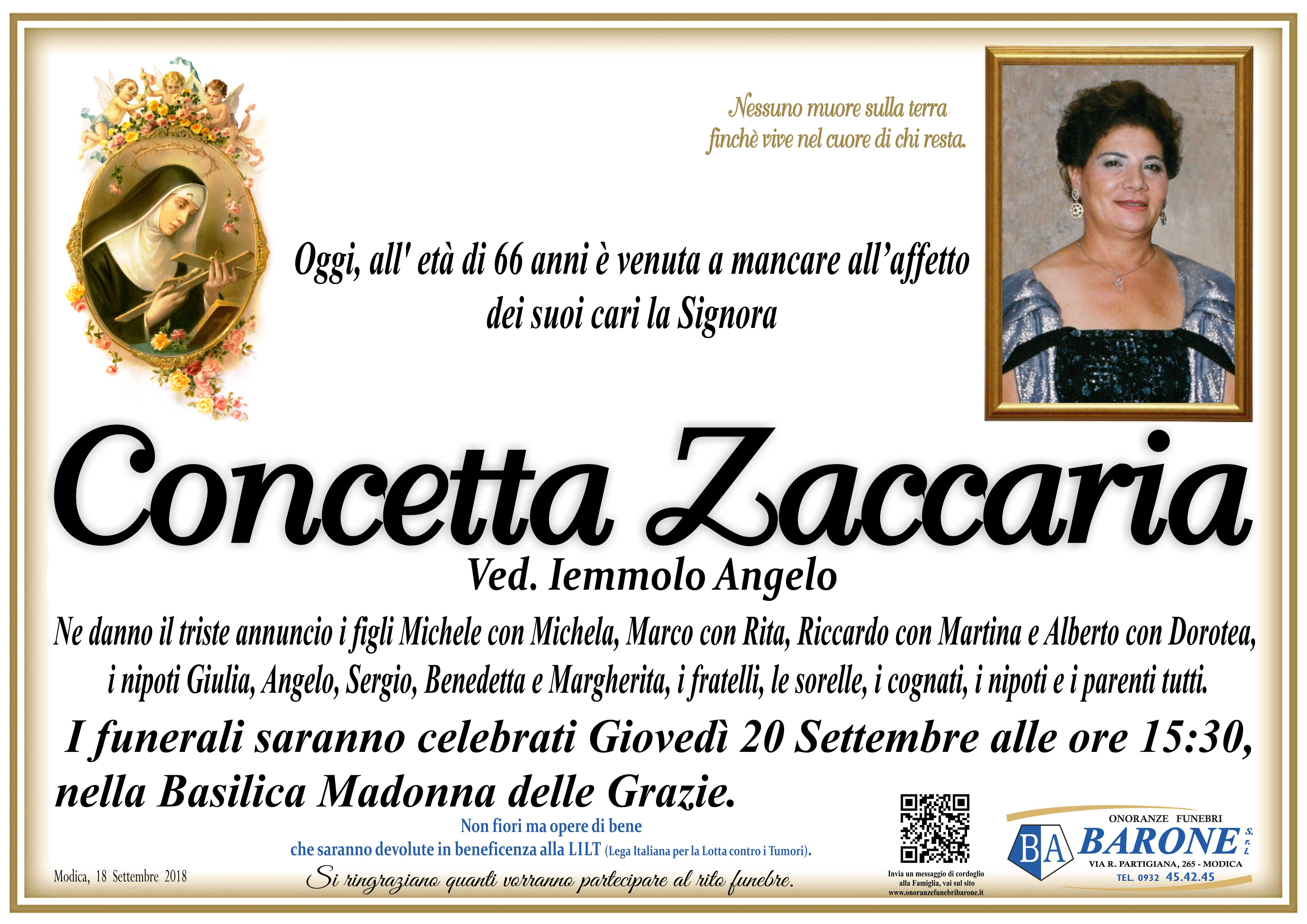 Necrologi: Concetta Zaccaria