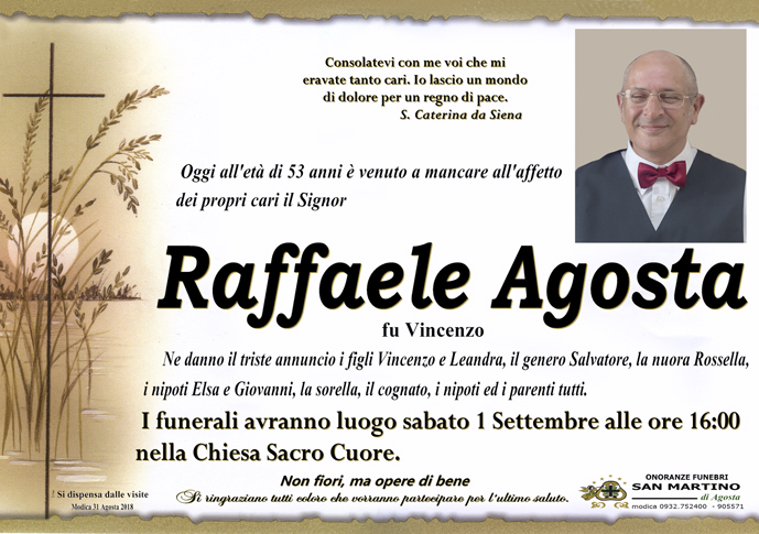Necrologi: Raffaele Agosta