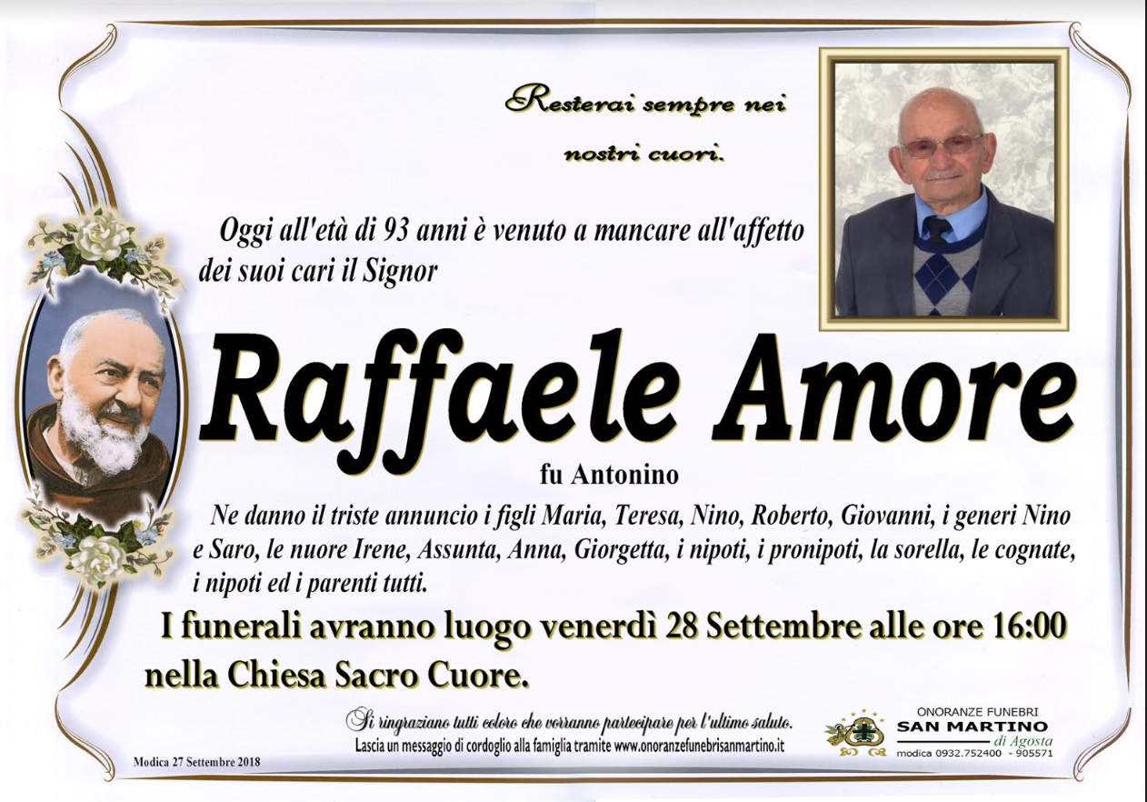 Necrologi: Raffaele Amore