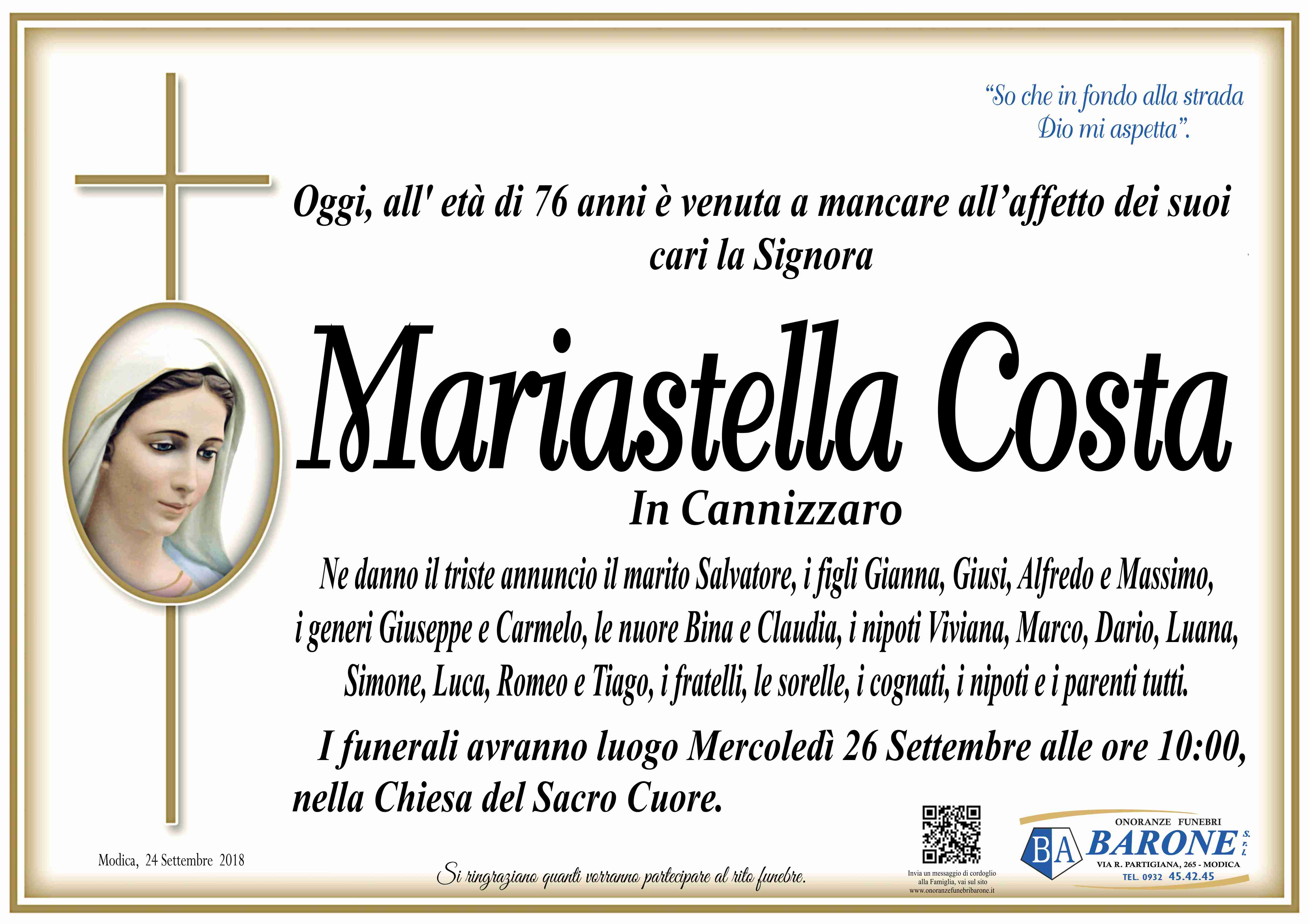 Necrologi: Mariastella Costa