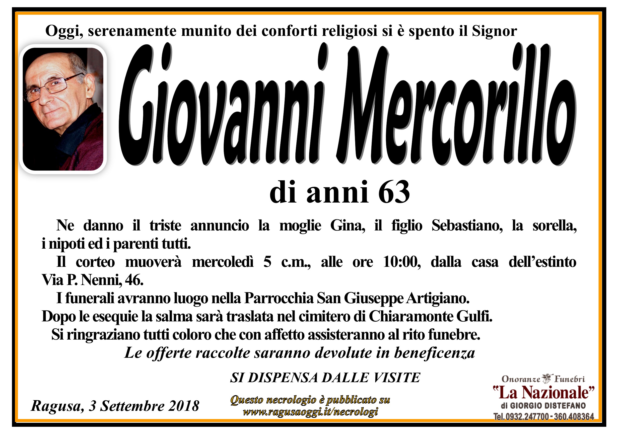 Necrologi: Giovanni Mercorillo