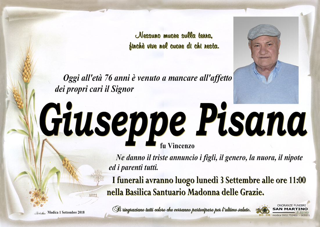 Necrologi: Giuseppe Pisana