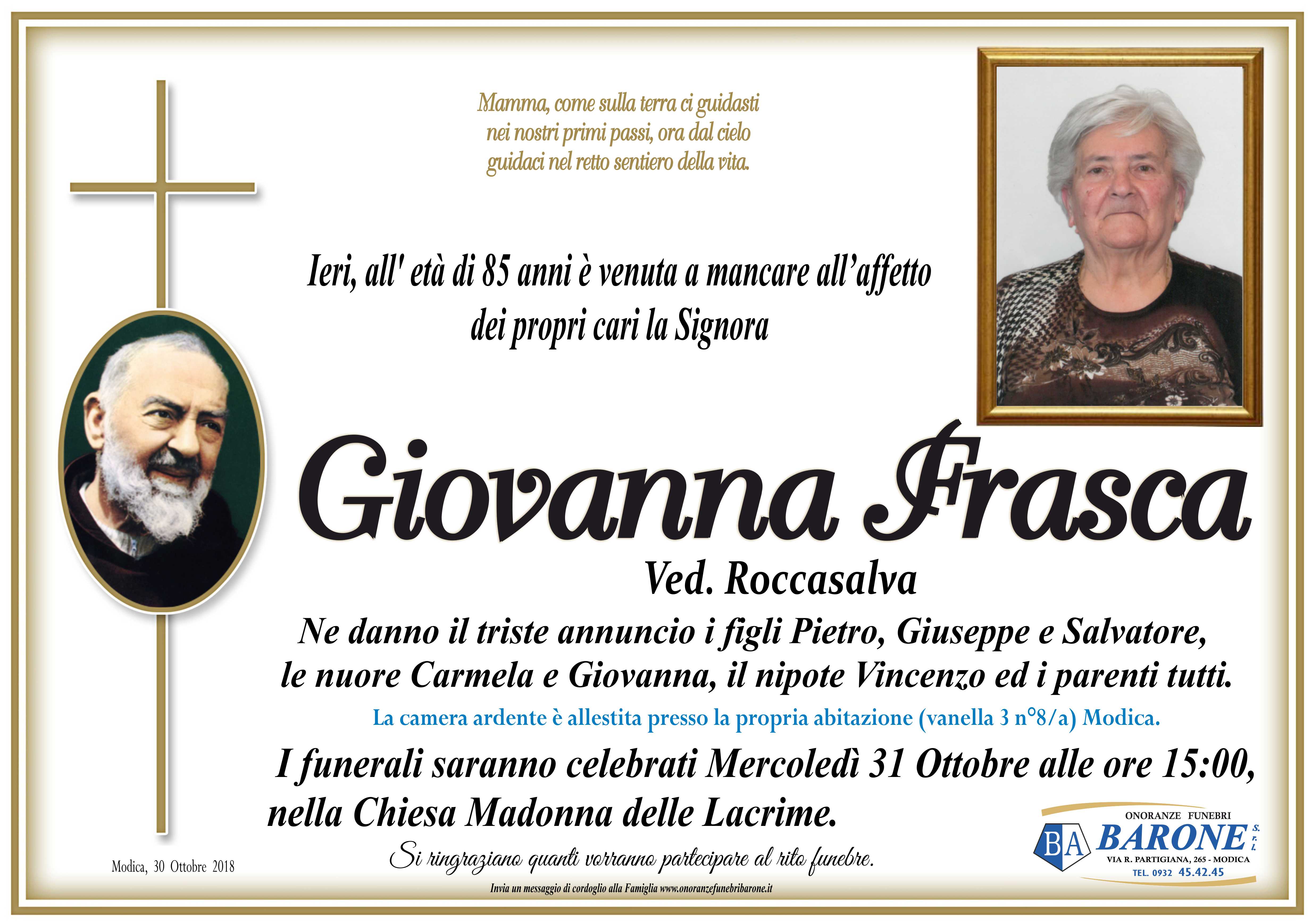 Necrologi: Giovanna Frasca