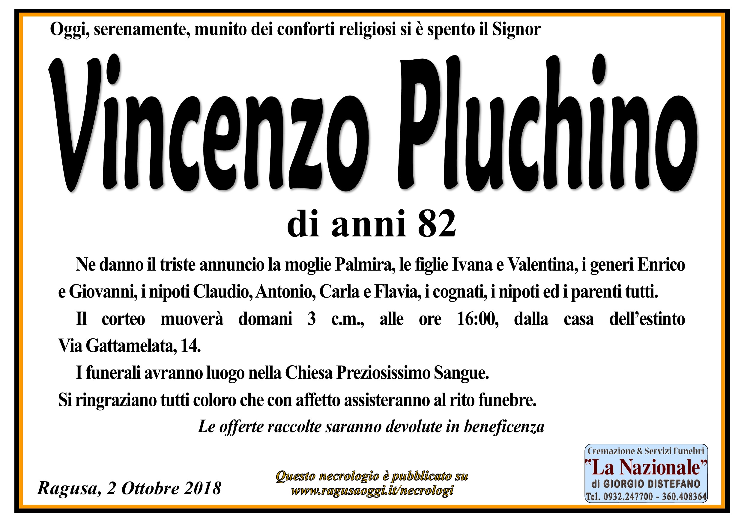 Necrologi: Vincenzo Pluchino