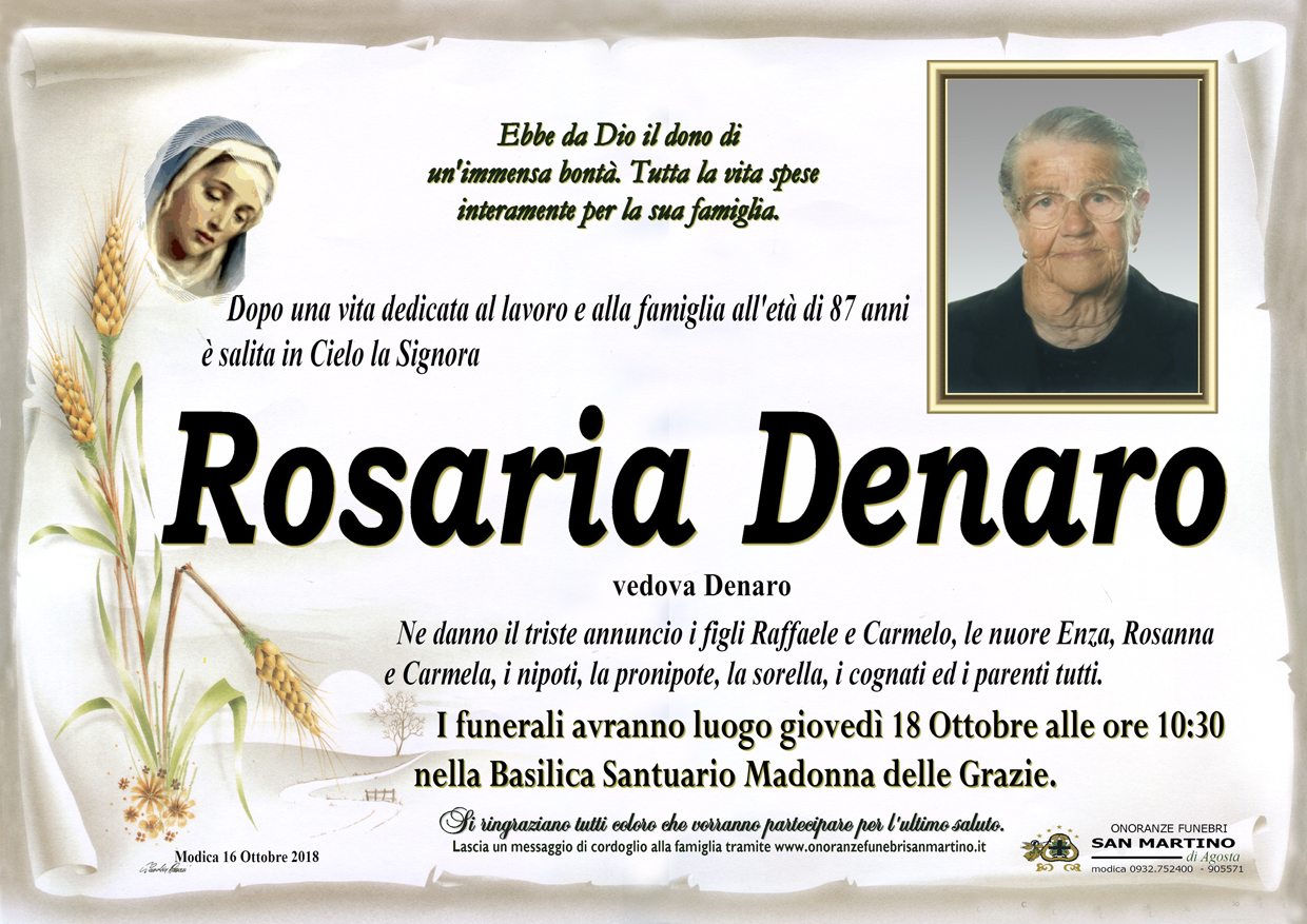 Necrologi: Rosaria Denaro