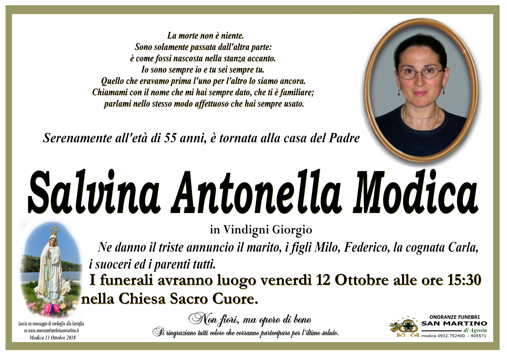 Necrologi: Salvina Antonella Modica