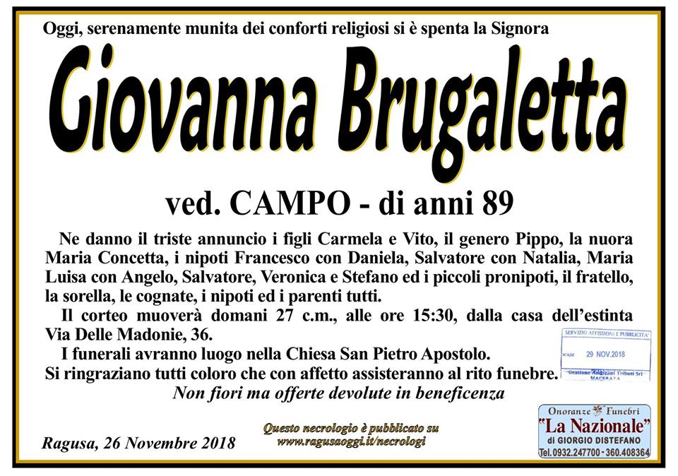 Necrologi: Giovanna Brugaletta