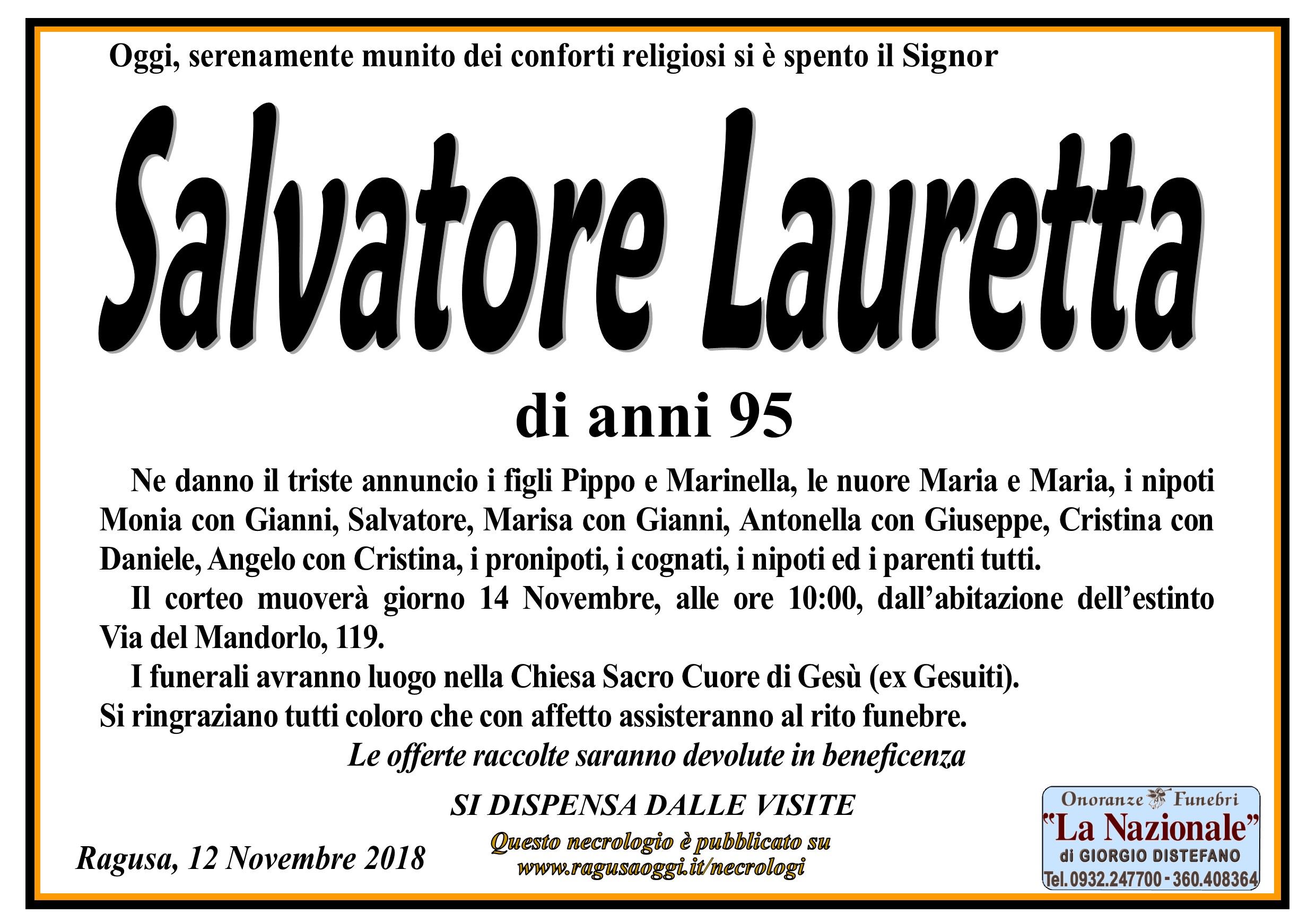 Necrologi: Salvatore Lauretta
