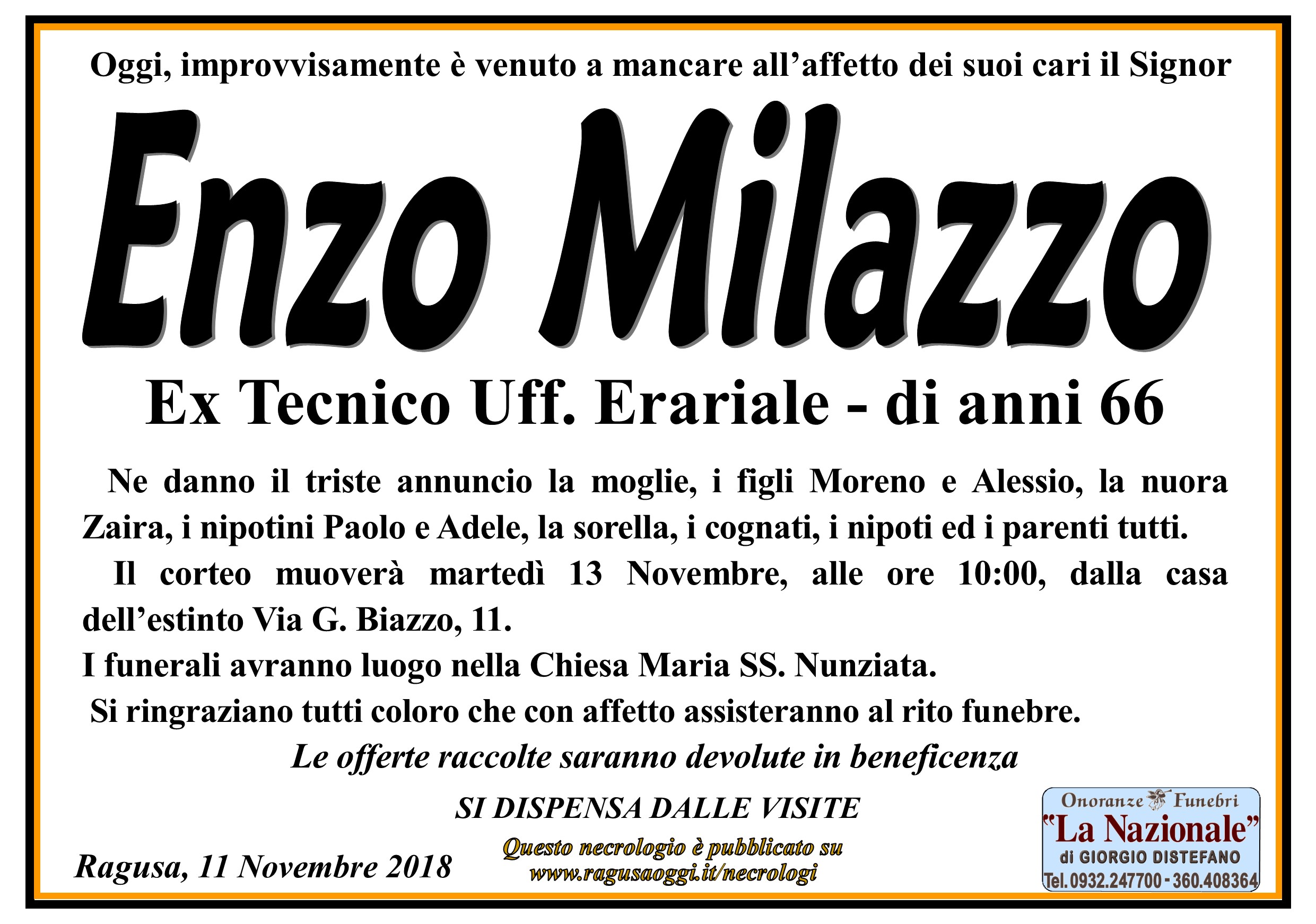Necrologi: Enzo Milazzo