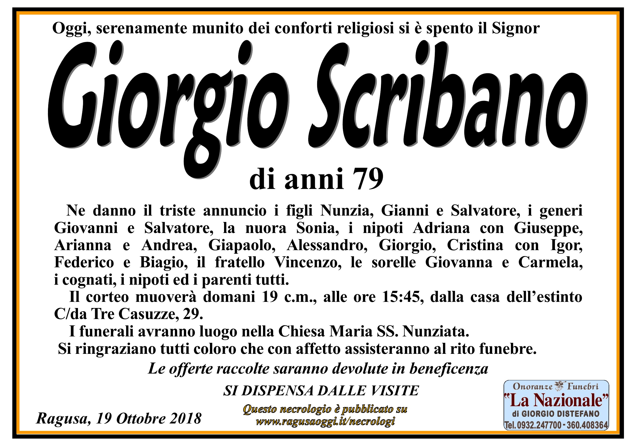 Necrologi: Giorgio Scribano