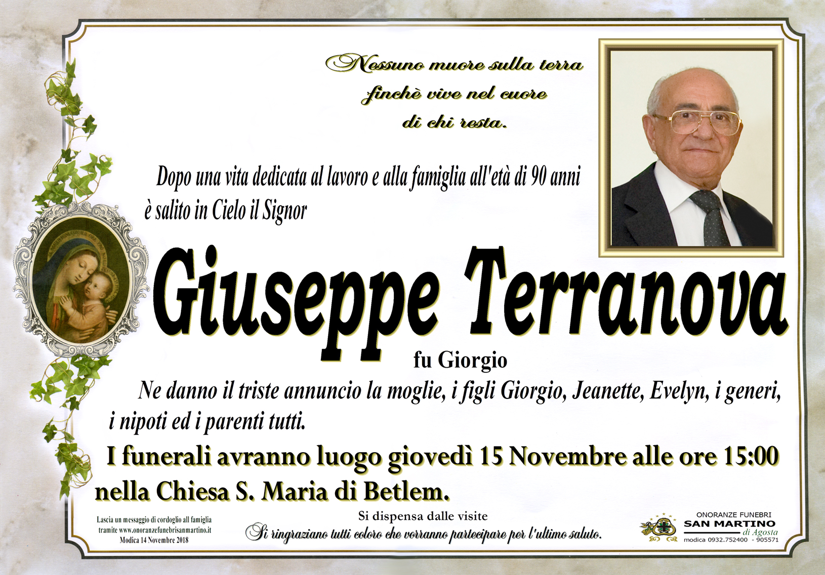 Necrologi: Giuseppe Terranova