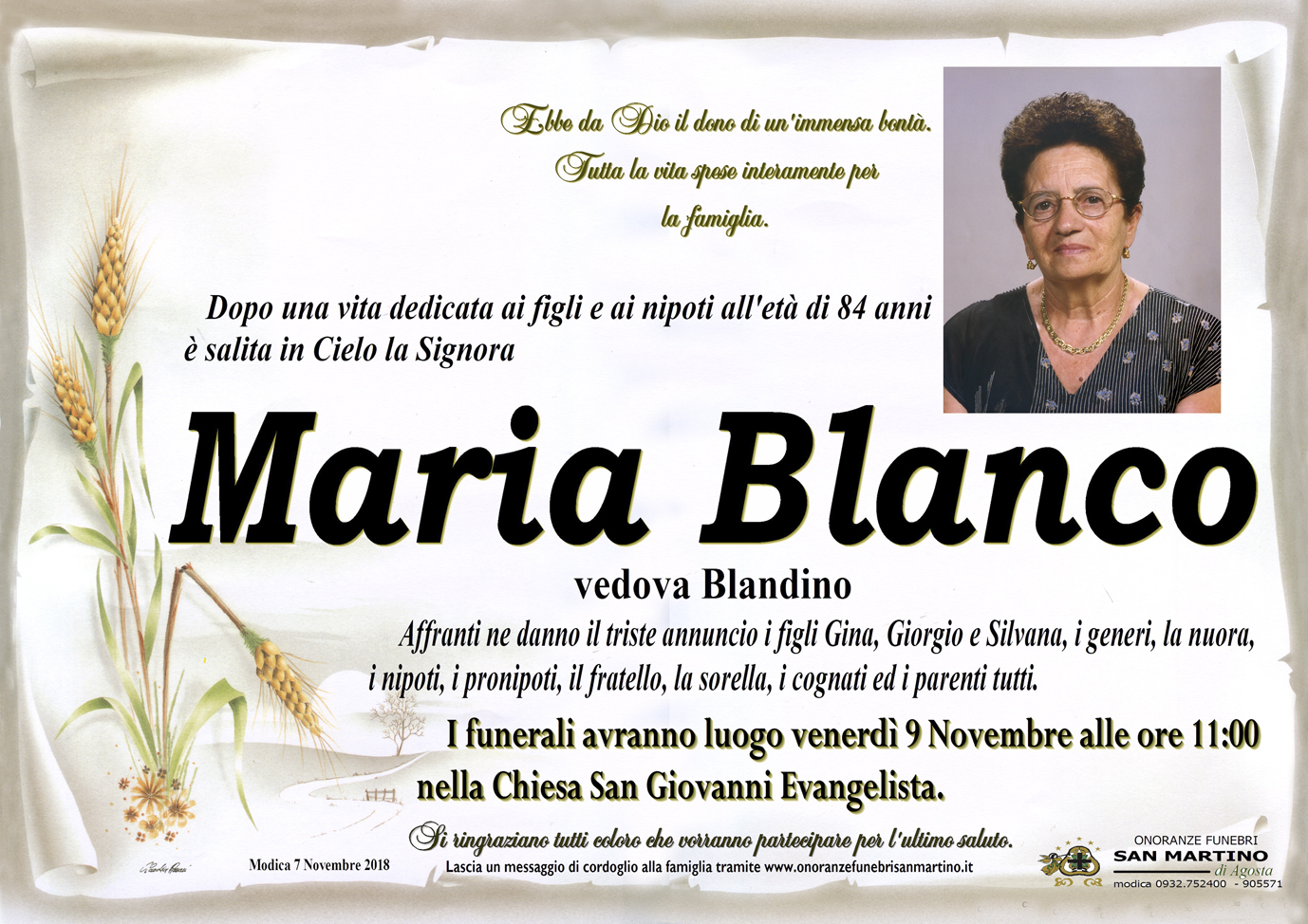 Necrologi: Maria Blanco