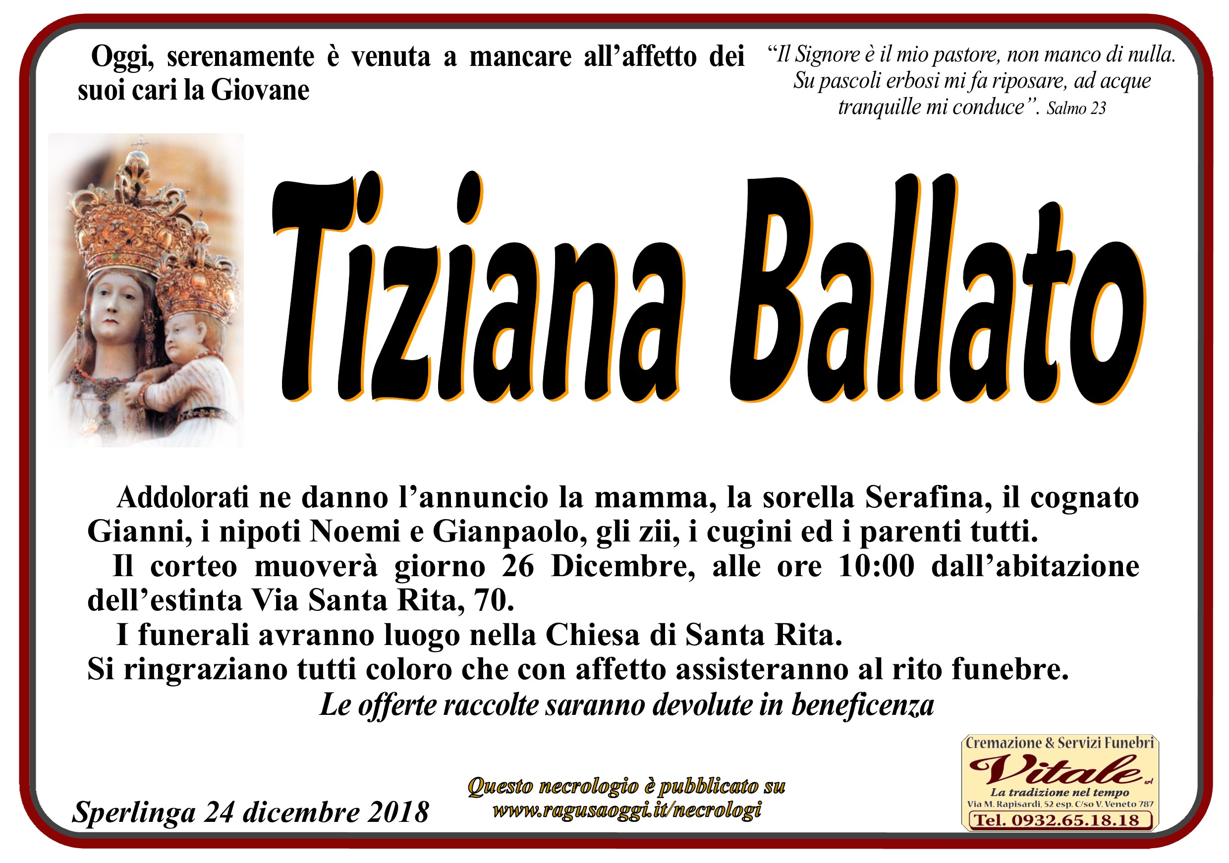 Necrologi: Tiziana Ballato
