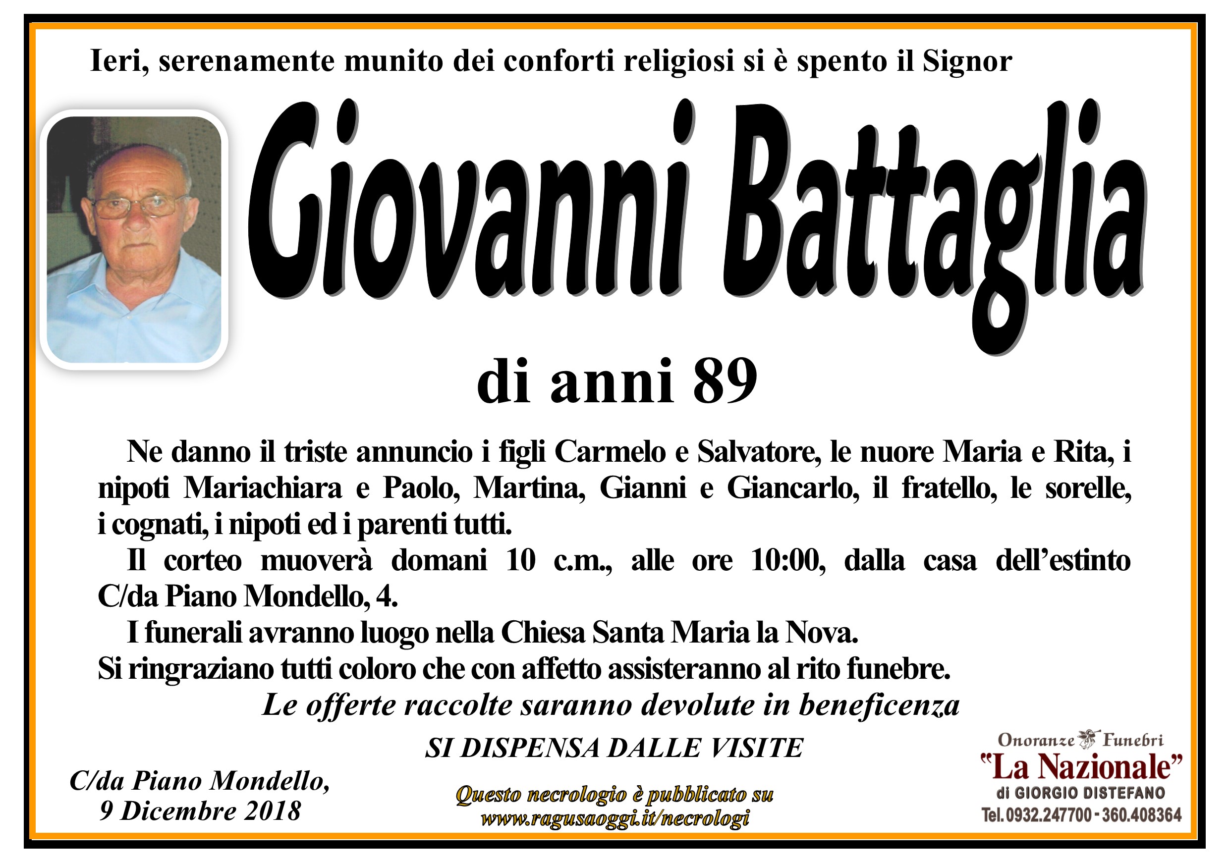 Necrologi: Giovanni Battaglia